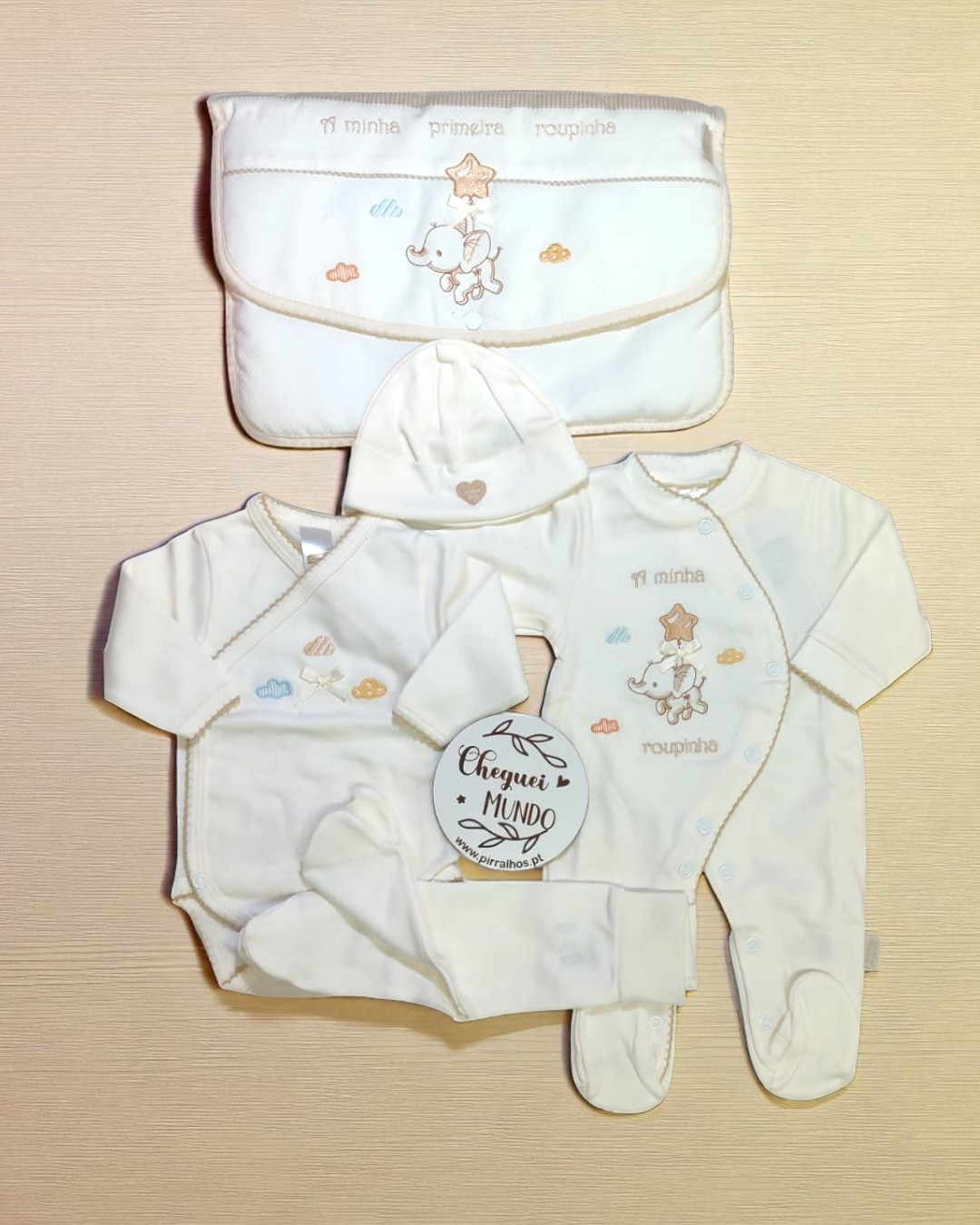 Conjunto de primeira roupa de algodão Elefante