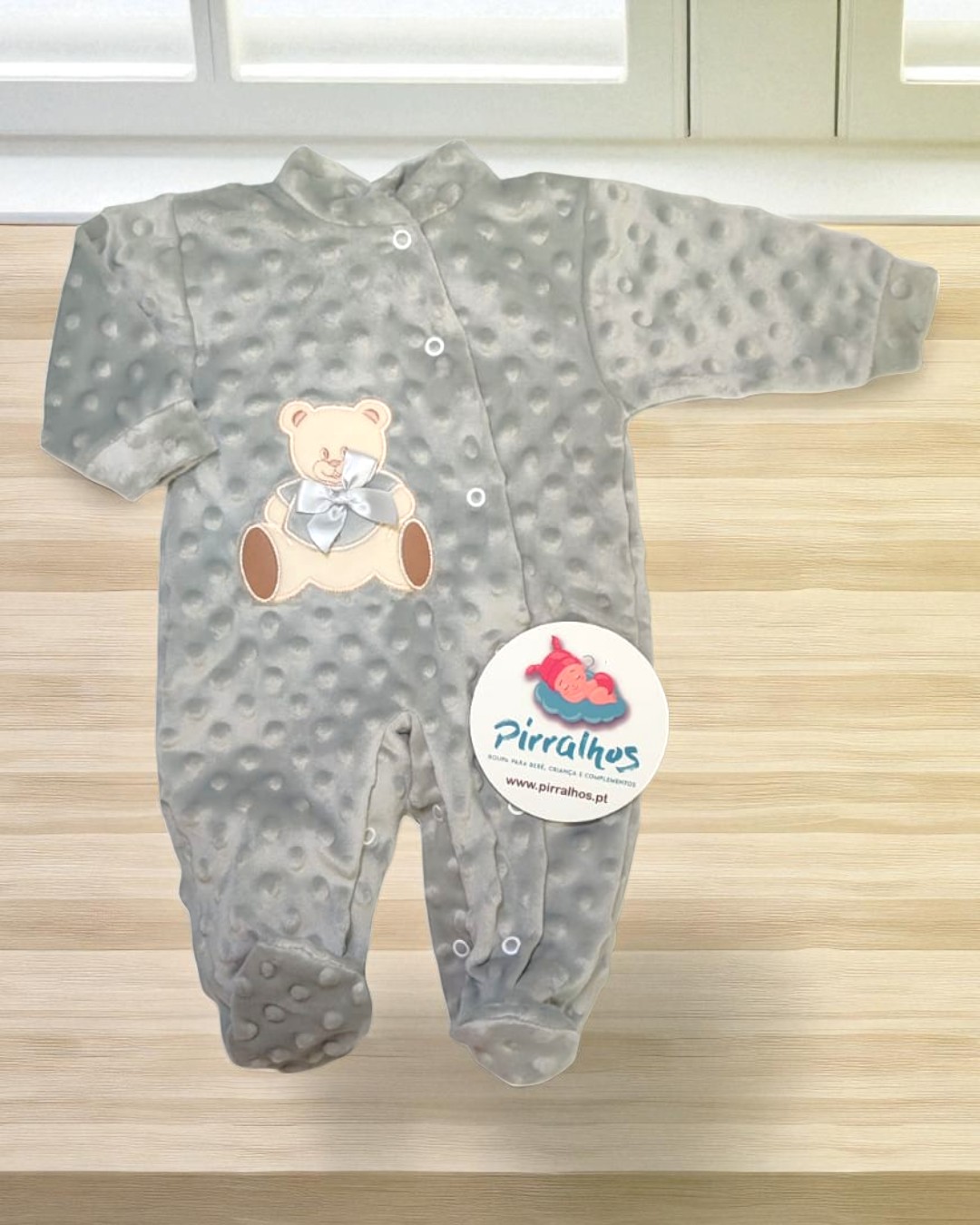 Babygrow de veludo Pipoca Urso grande