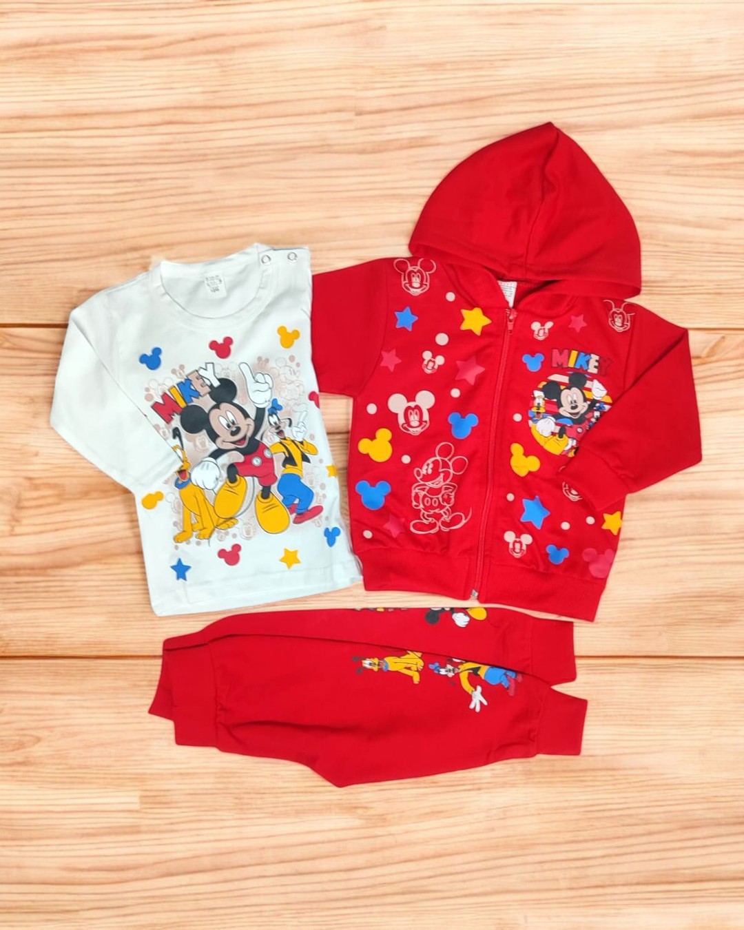 Conjunto de três peças Mickey e Pluto