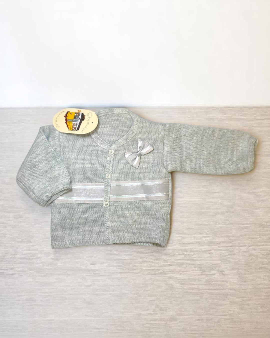 Casaco de Malha com laço para recém nascido