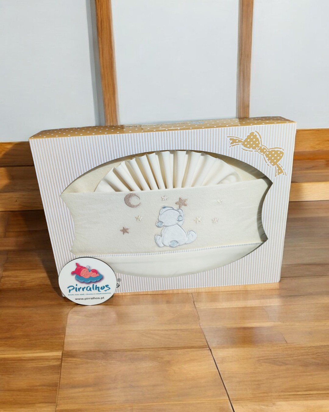 Lençóis de flanela Ursinho com lua e estrelas (fundo beje)