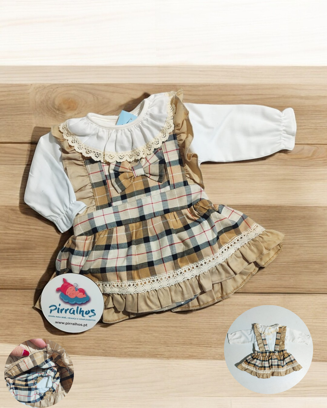 Vestido com cueca incorporada e camisa com golinha