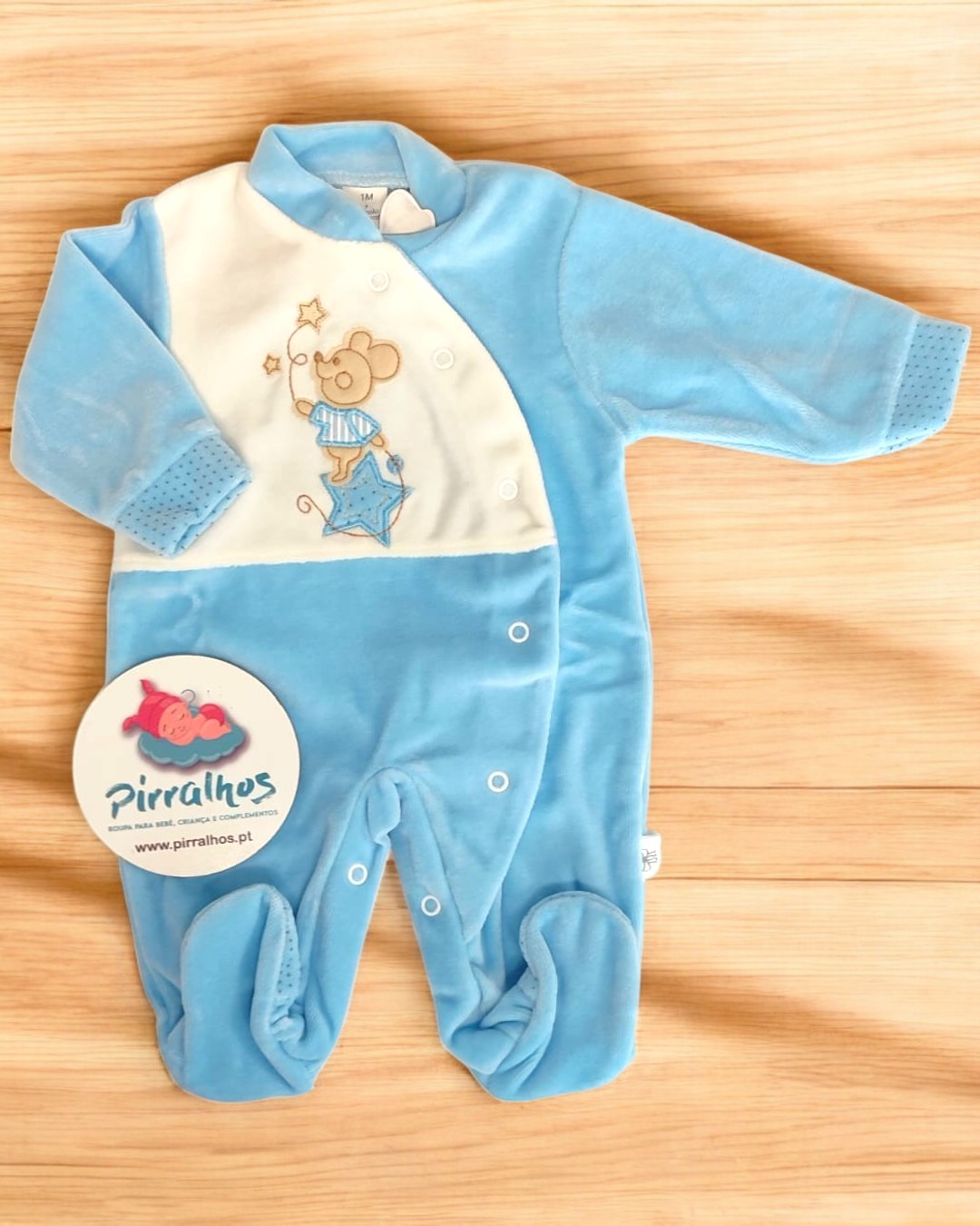 Babygrow de veludo Urso na estrela