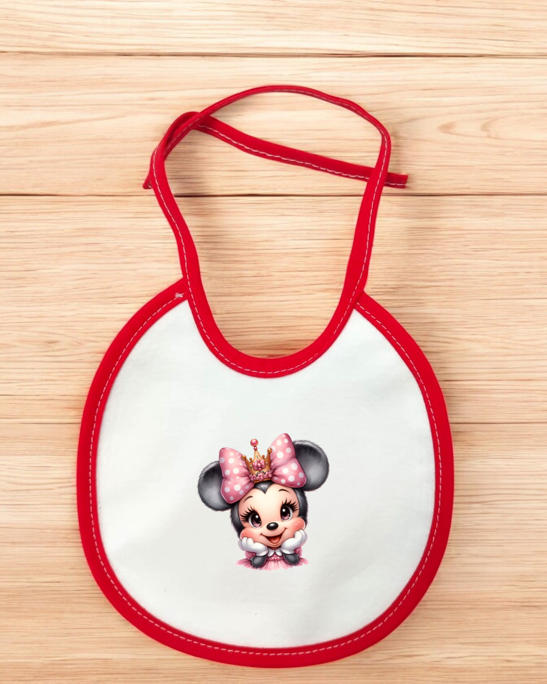 Babete impermeável redondo Minnie Coroa - 12 cores à escolha, Exclusivo Pirralhos