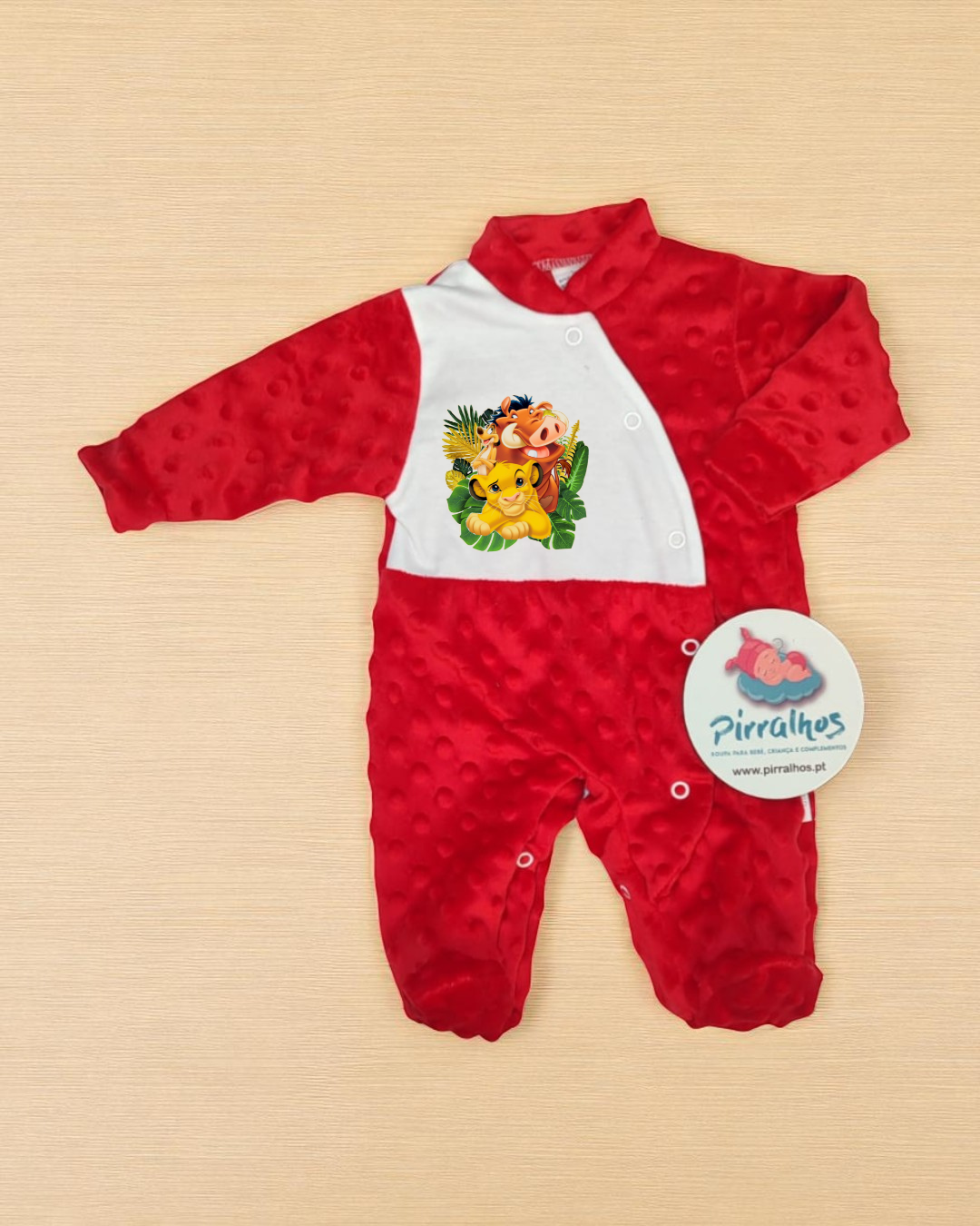 Babygrow de veludo Pipoca Hakuna Matata - EXCLUSIVO PIRRALHOS
