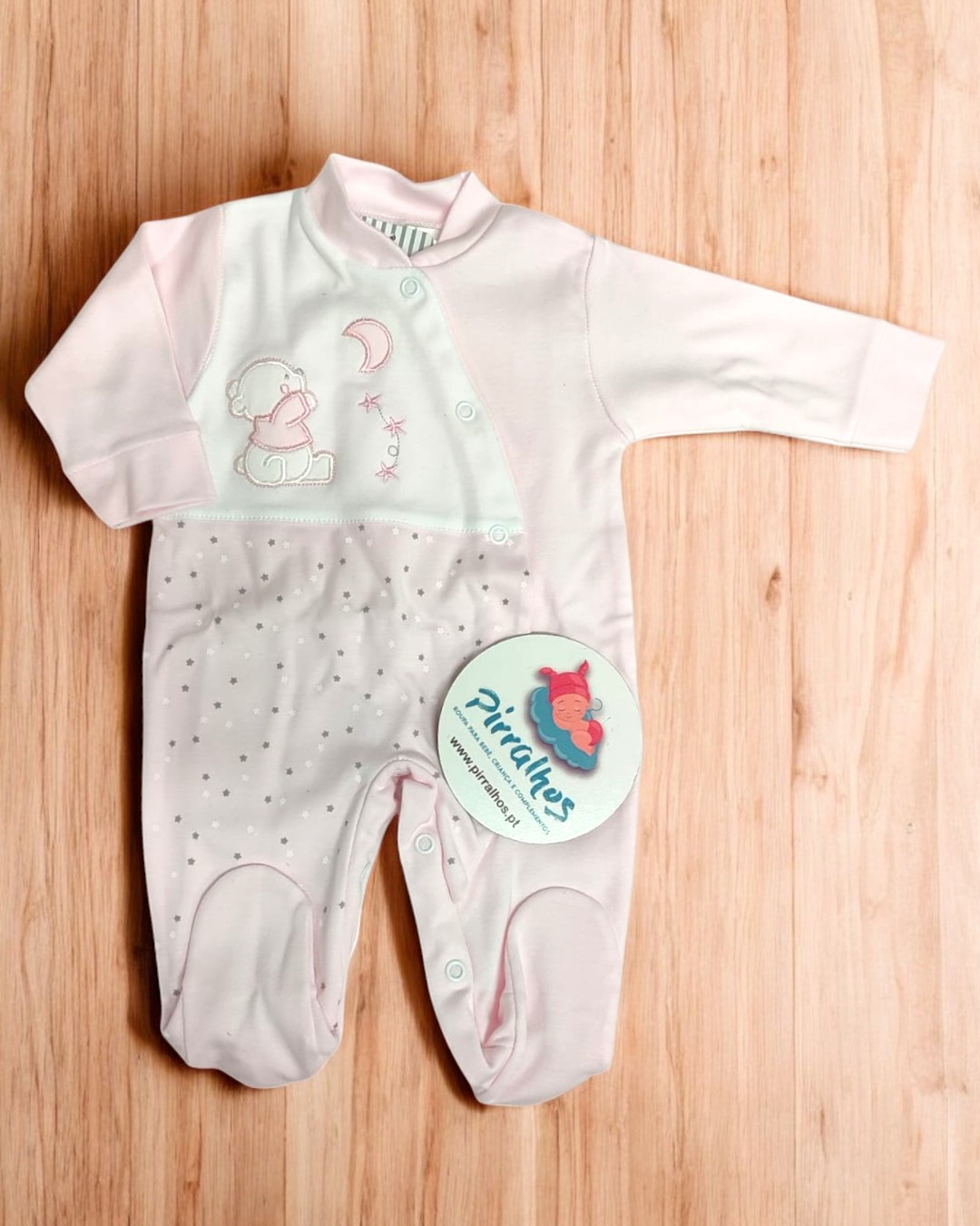 Babygrow de algodão Ursinho com lua