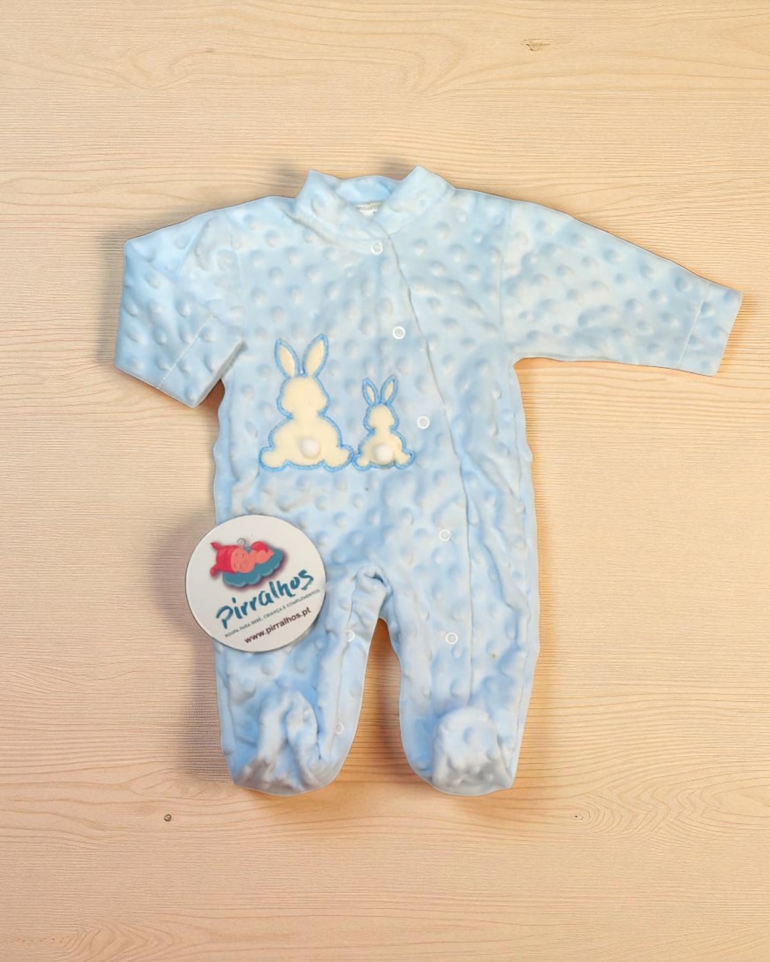 Babygrow de veludo Pipoca Coelhinhos Pompom