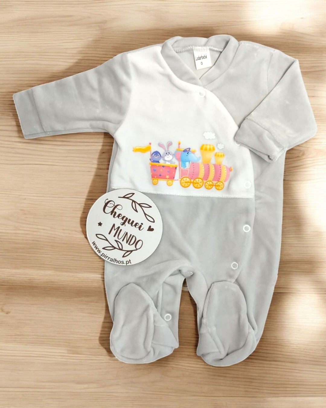Babygrow de veludo Animais no comboio