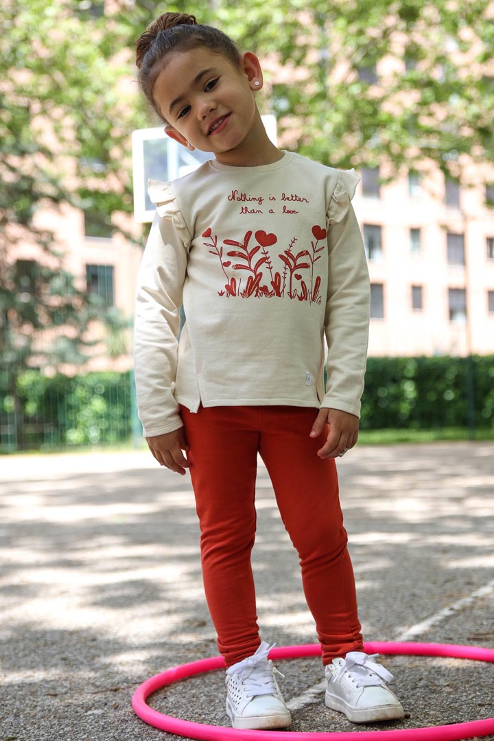 Conjunto cardado Folho e flores