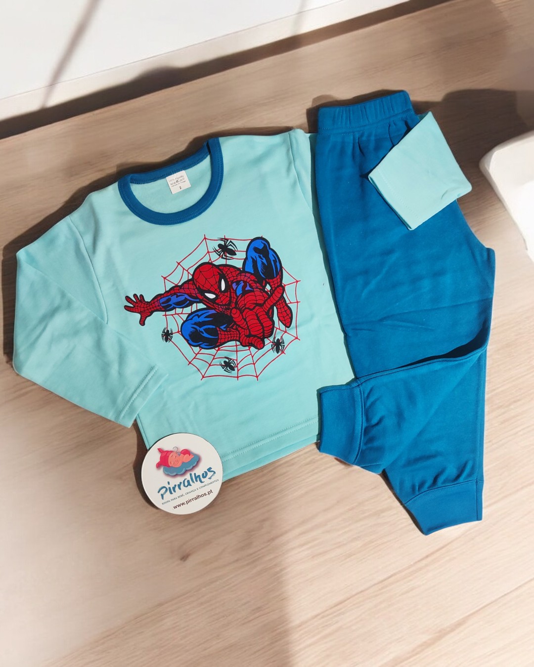 Pijama infantil Homem-Aranha azul com camisola e calças