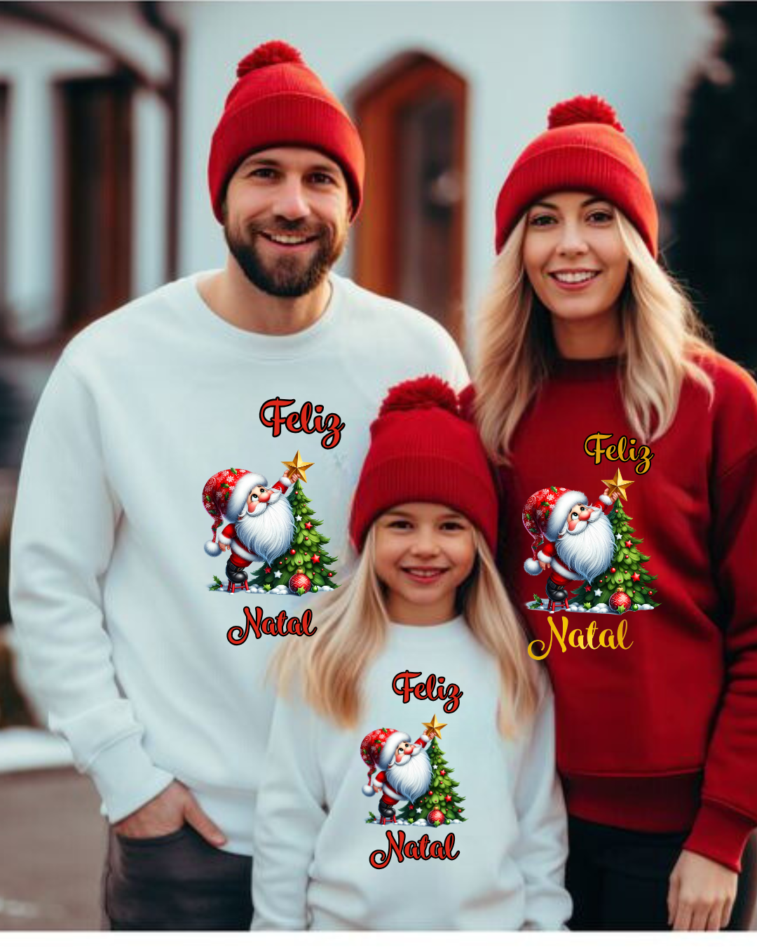 Sweatshirt cardada Pai Natal com árvore