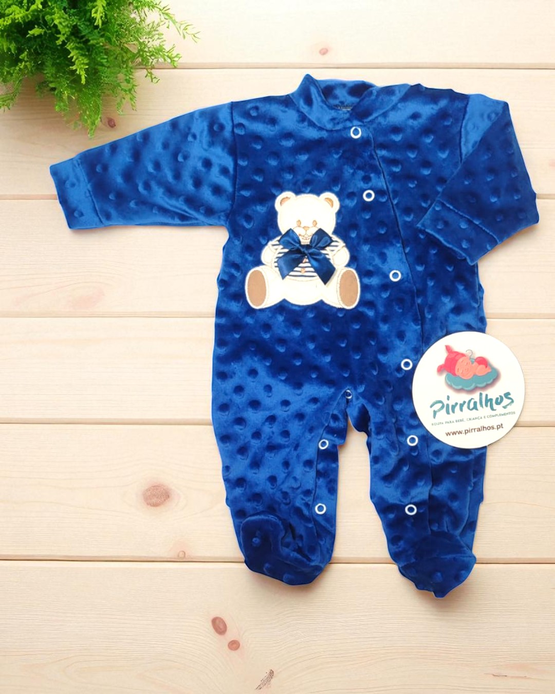 Babygrow de veludo Pipoca Urso grande