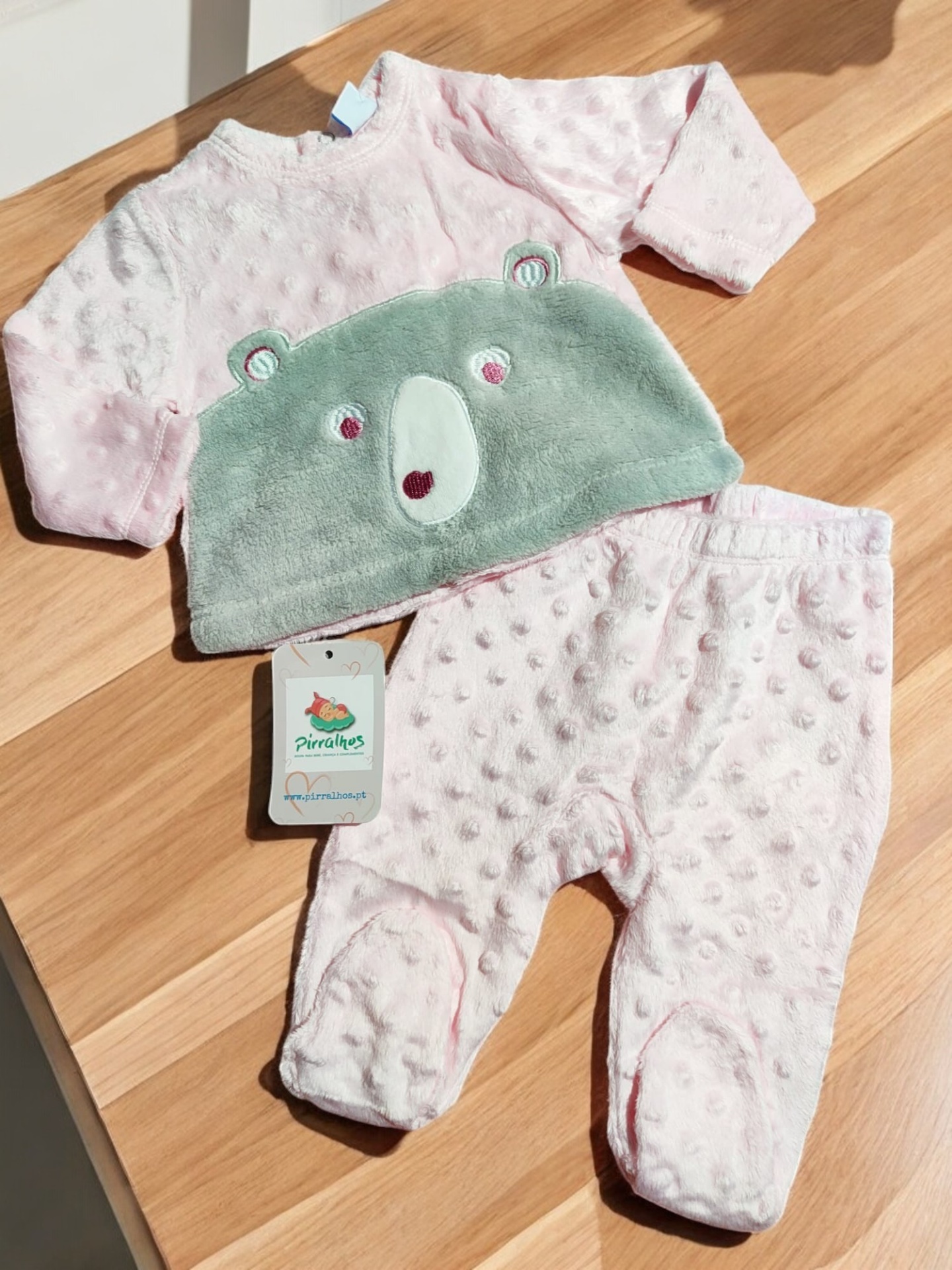 Pijama de veludo de duas peças Pipoca ursinho fofinho