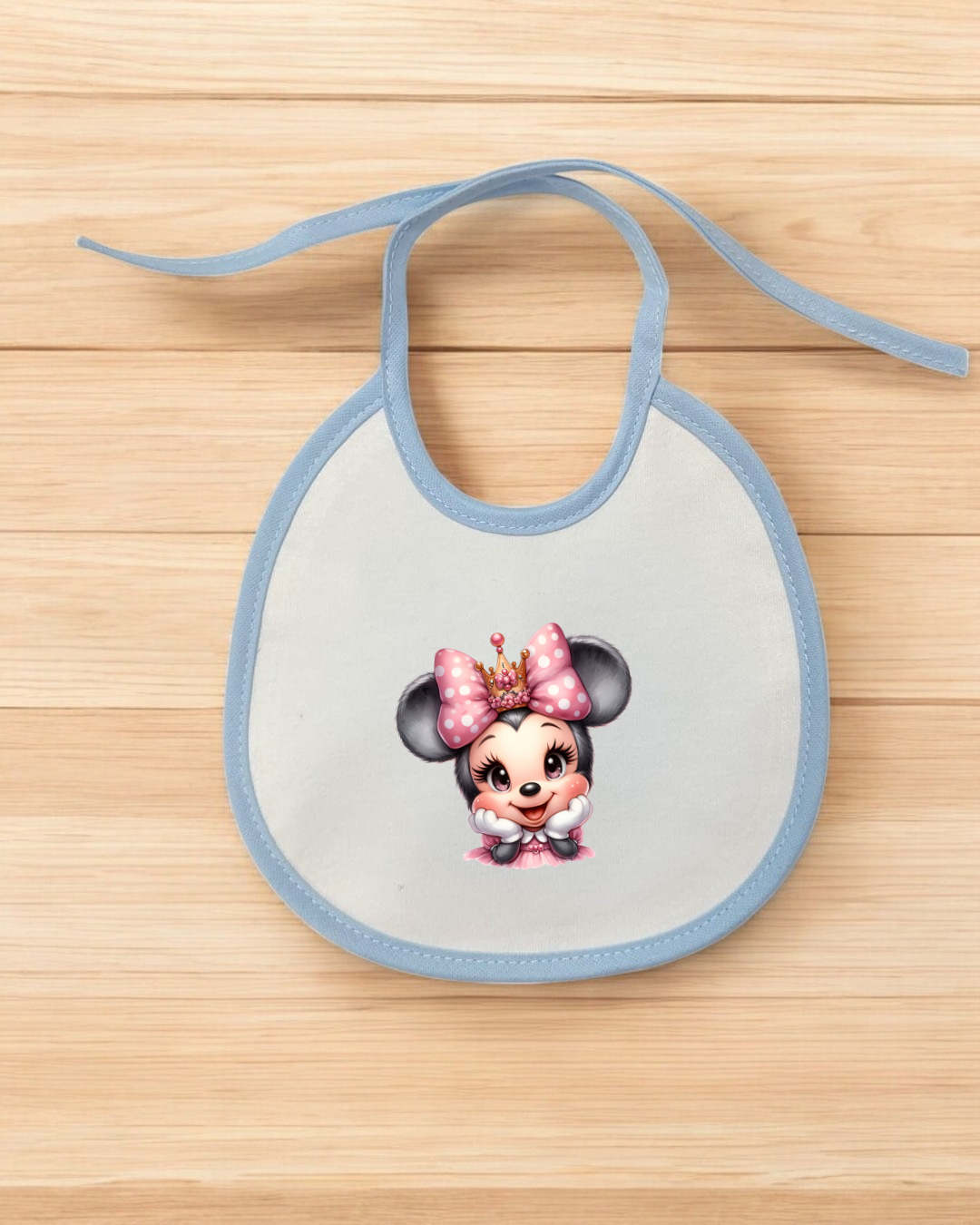 Babete impermeável redondo Minnie Coroa - 12 cores à escolha, Exclusivo Pirralhos