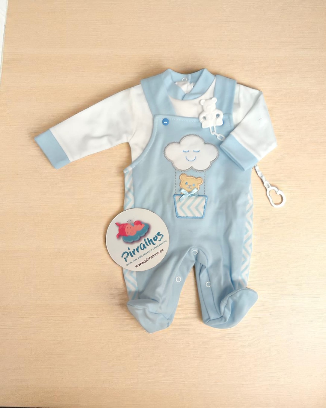 Jardineira de algodão Nuvem Riscas