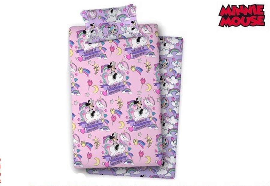 Lençóis Minnie e unicórnios - cama até 105cm
