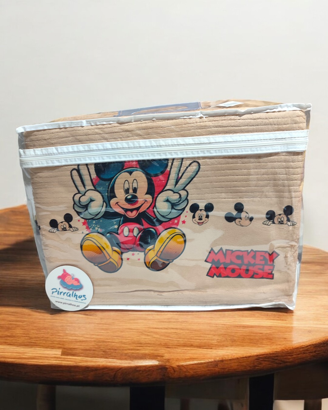 Lençóis de coralina Mickey feliz   - cama até 105cm de largura