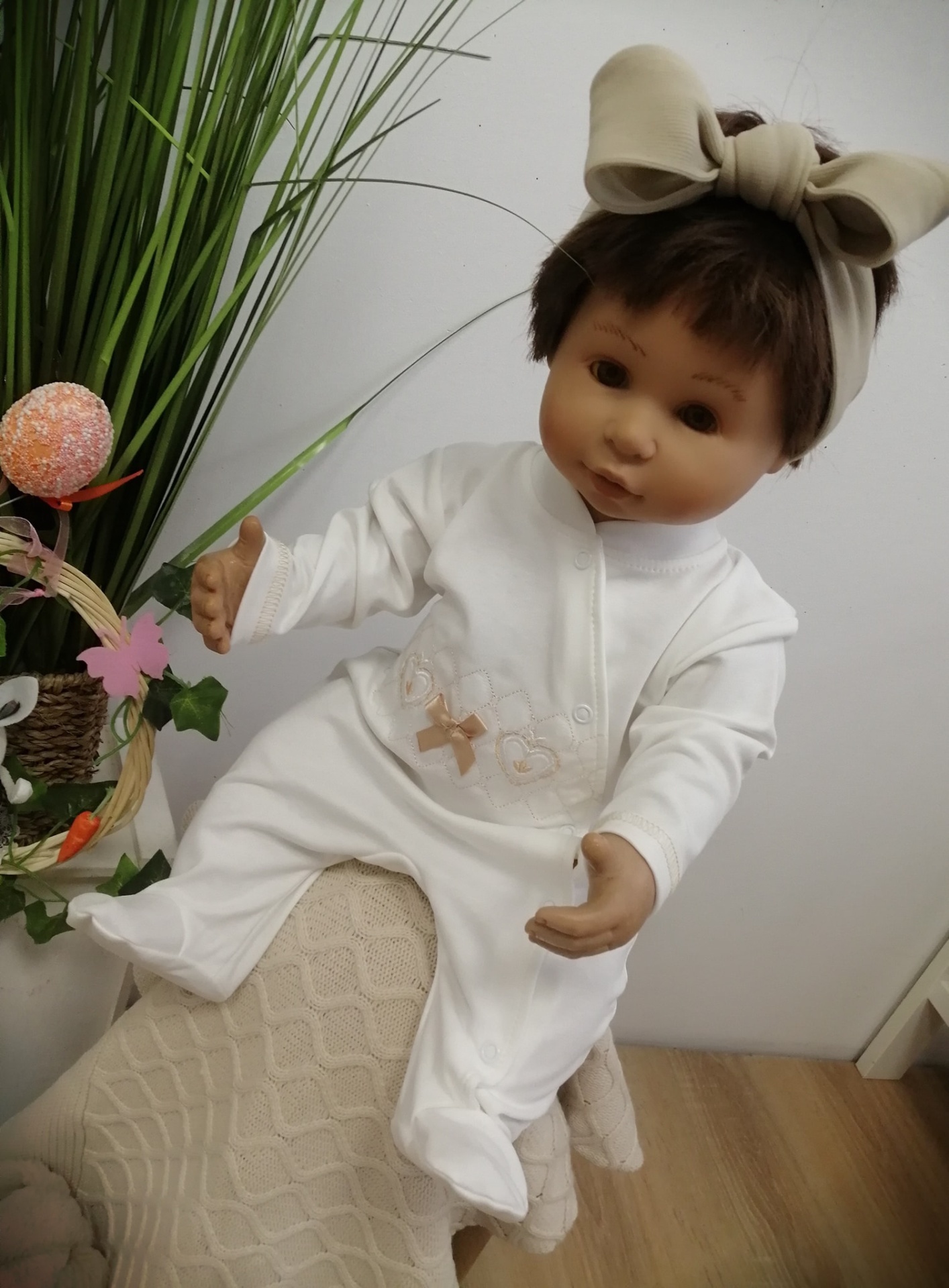 Babygrow de algodão Favos e corações