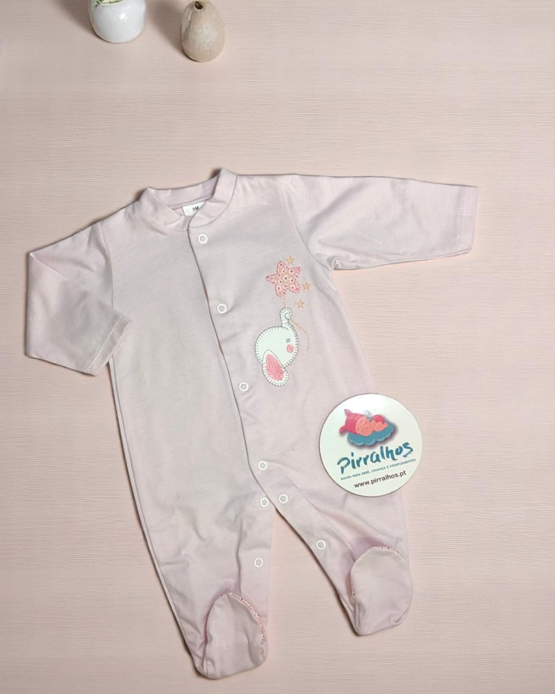 Babygrow de algodão Elefante com estrela
