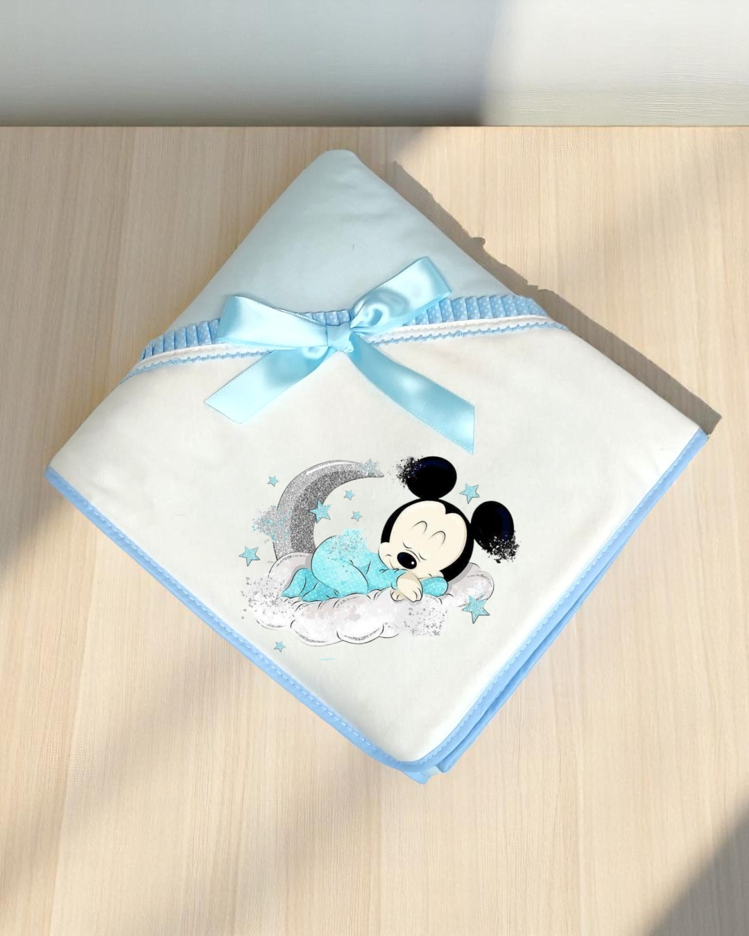Manta de algodão Mickey na lua  - Exclusivo PIRRALHOS - 6 Cores à escolha