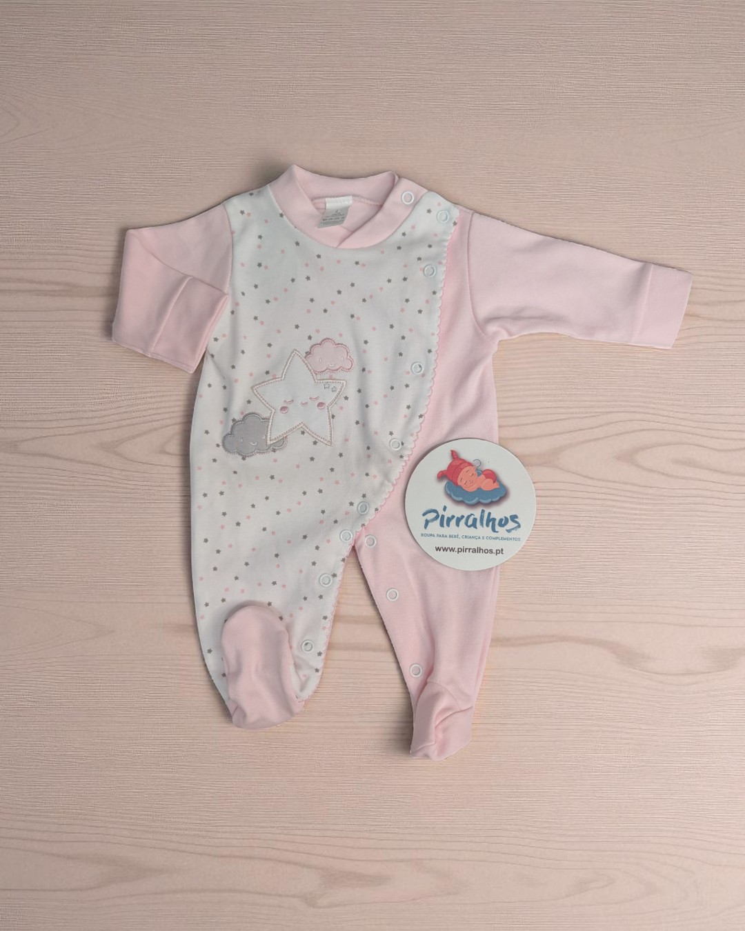 Babygrow de algodão Estrela Sorridente