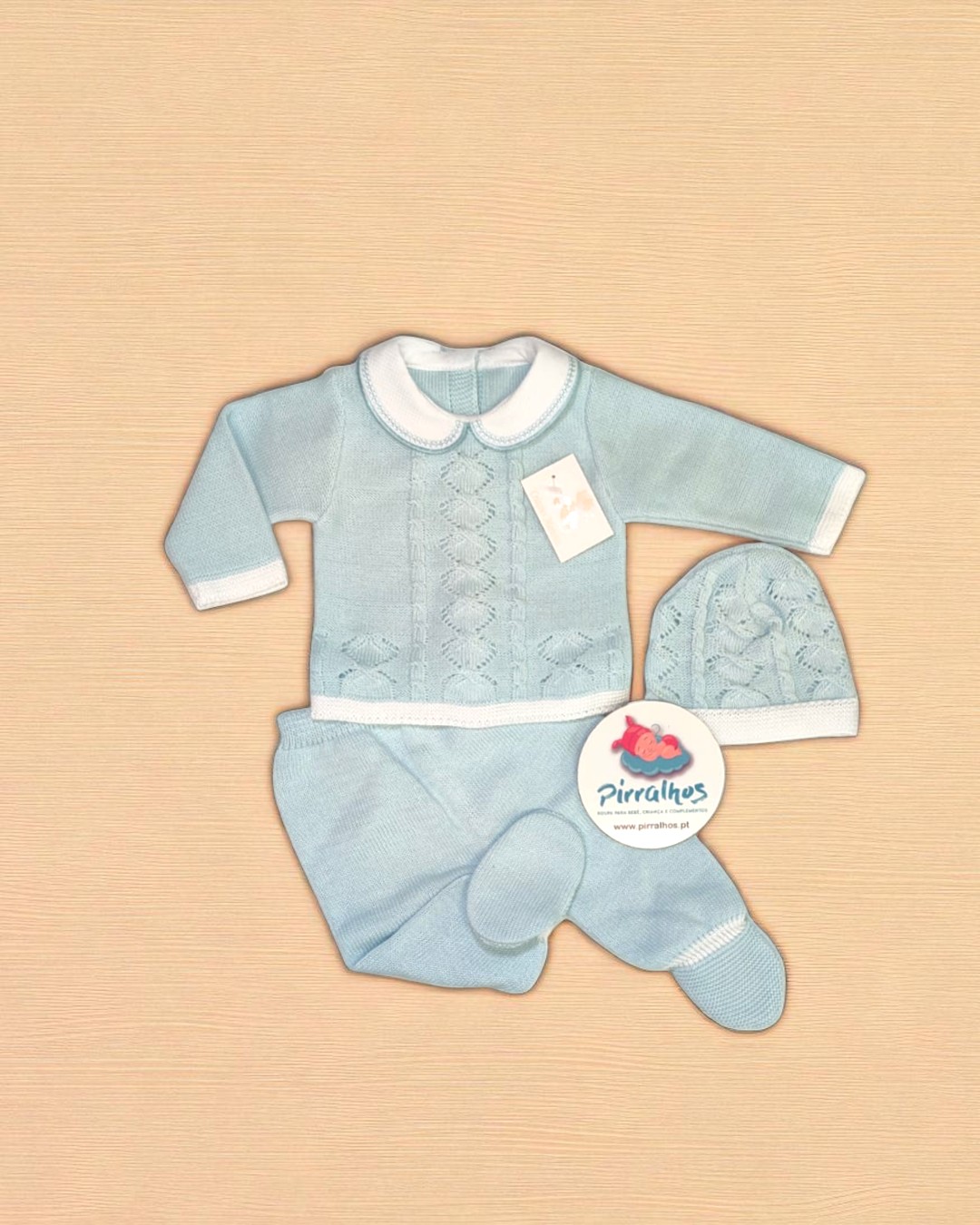 Conjunto de três peças Malha trabalhada