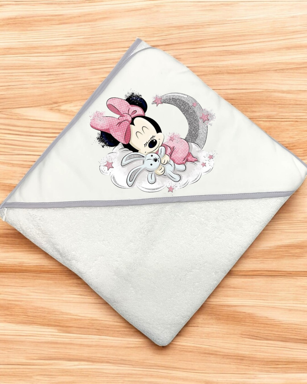 Toalha de banho Minnie na Lua - EXCLUSIVO PIRRALHOS - 18 cores à escolha, 2 medidas à escolha