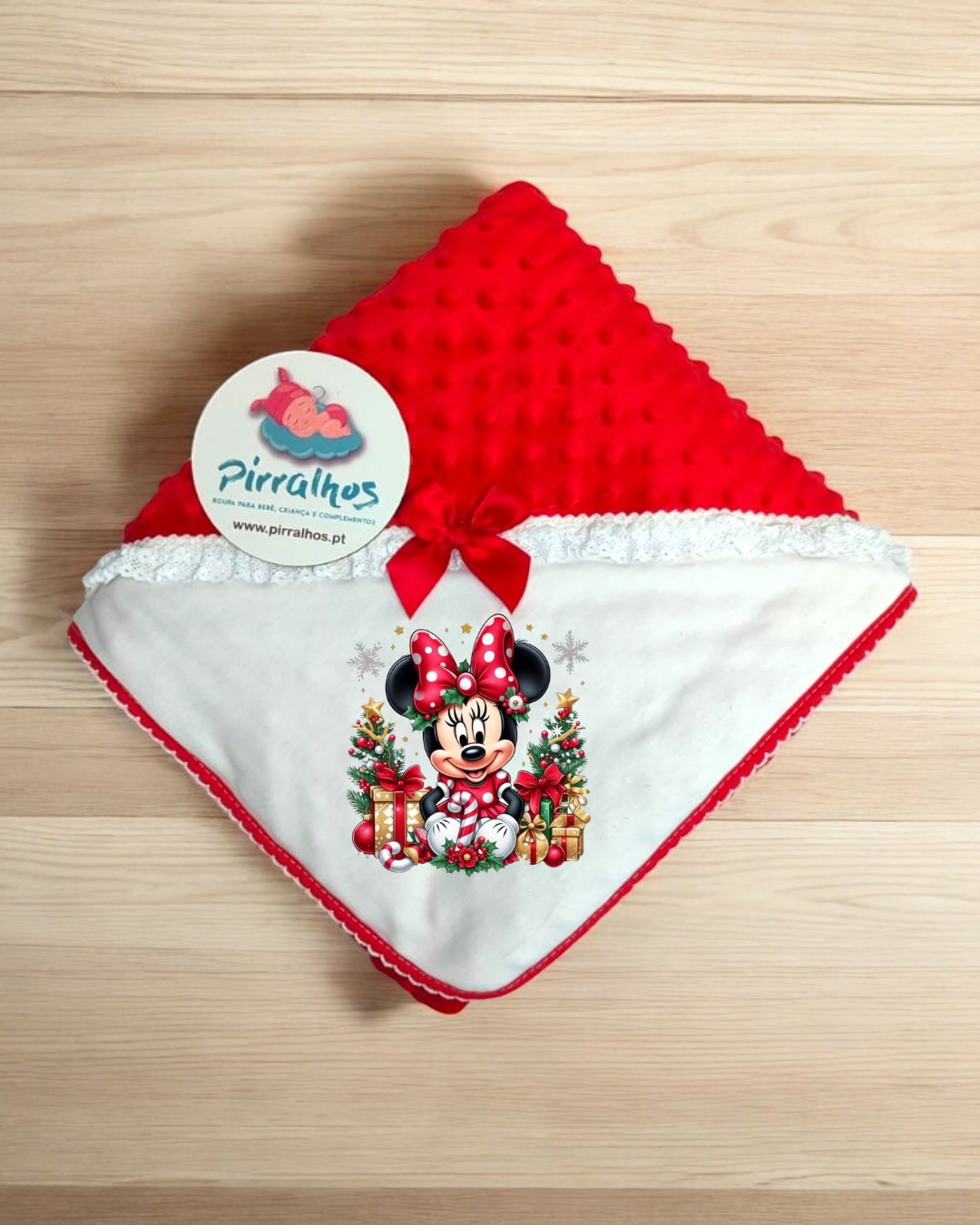 Manta Pipoca Minnie Natal - Exclusivo PIRRALHOS - 8 Cores à escolha