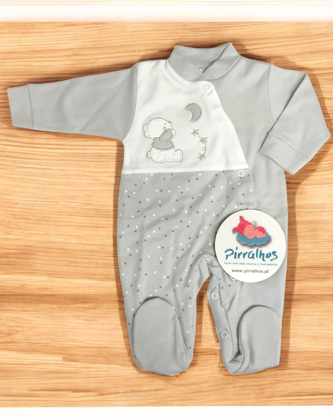 Babygrow de algodão Ursinho com lua