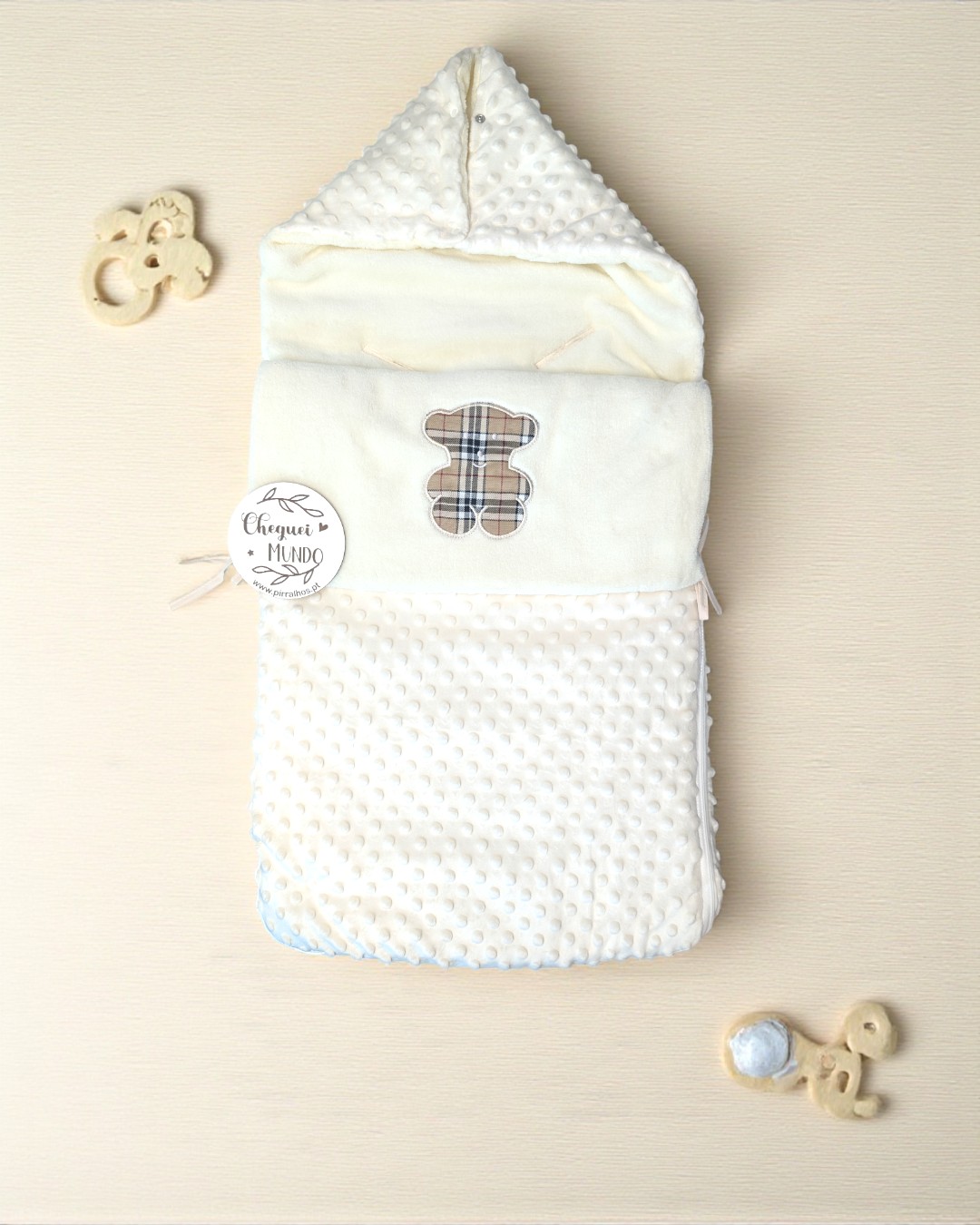 Saco de ovo/ Saco de dormir/ saco de transporte Ursinho Xadrez