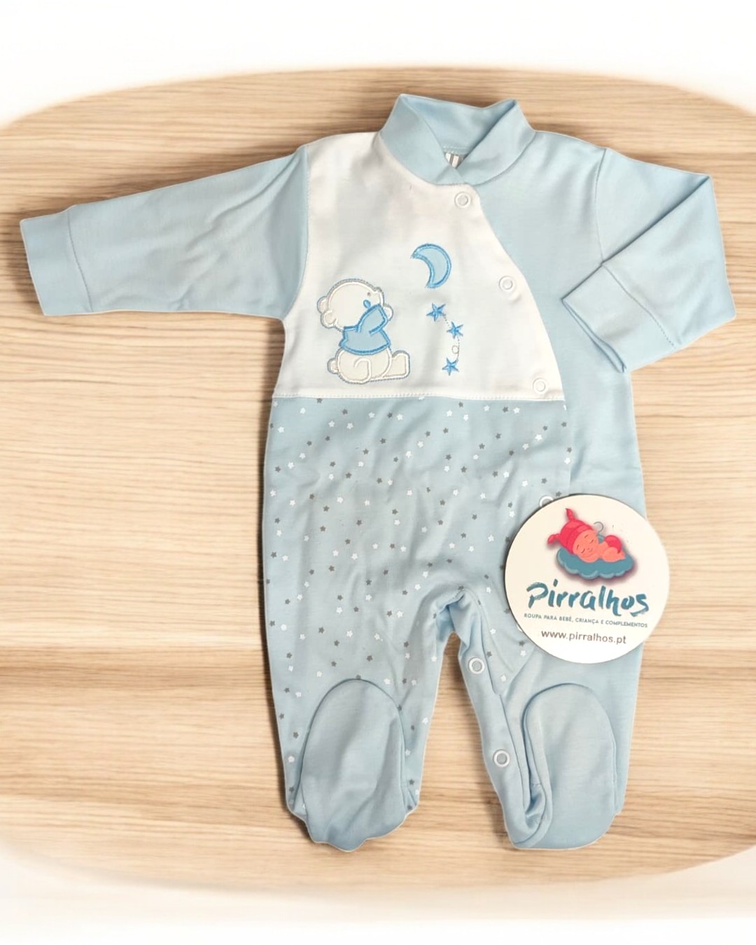 Babygrow de algodão Ursinho com lua