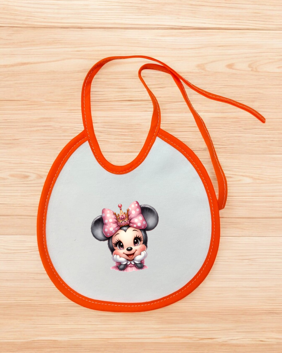 Babete impermeável redondo Minnie Coroa - 12 cores à escolha, Exclusivo Pirralhos