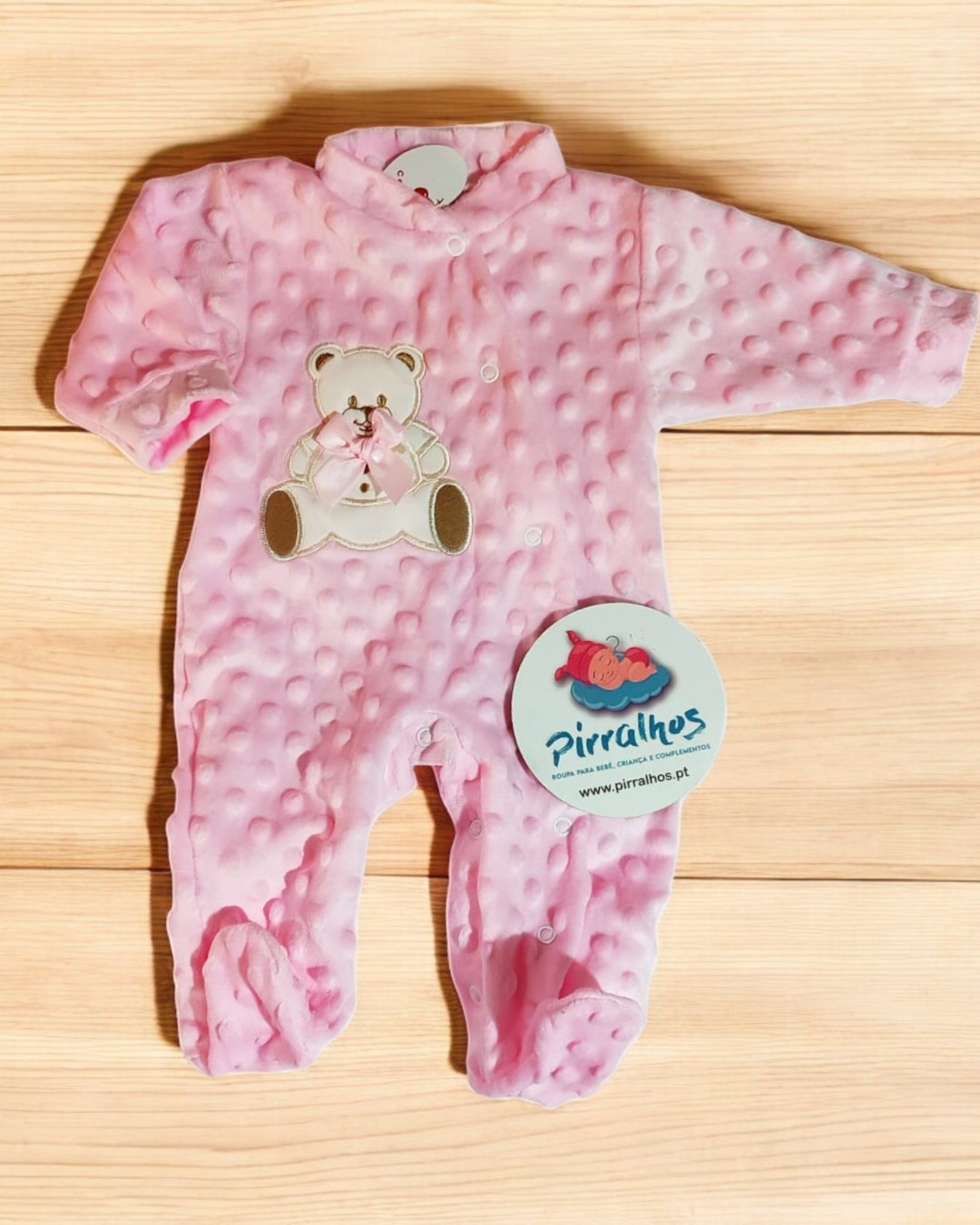 Babygrow de veludo Pipoca Urso grande