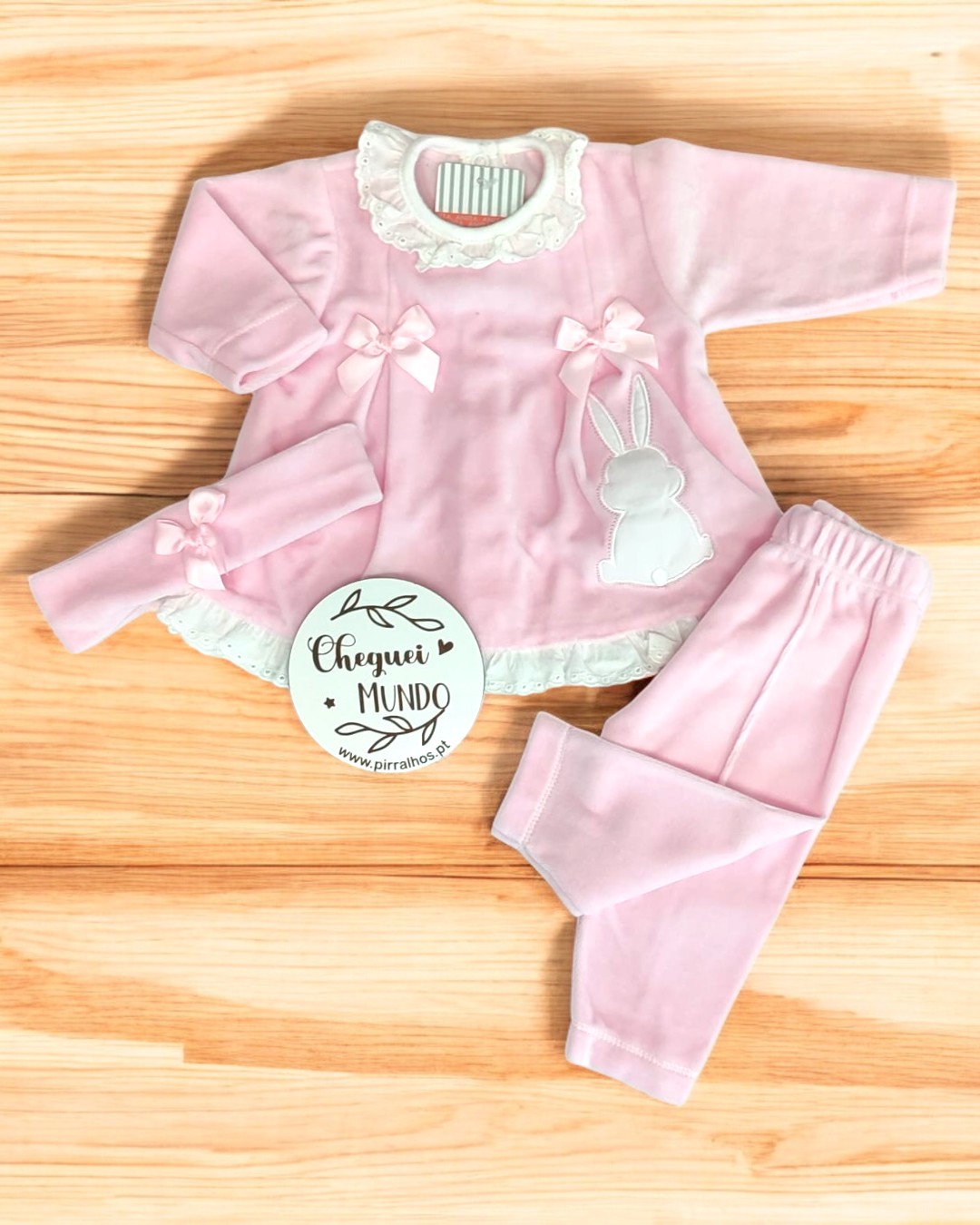 Conjunto de três peças de veludo Coelhinho