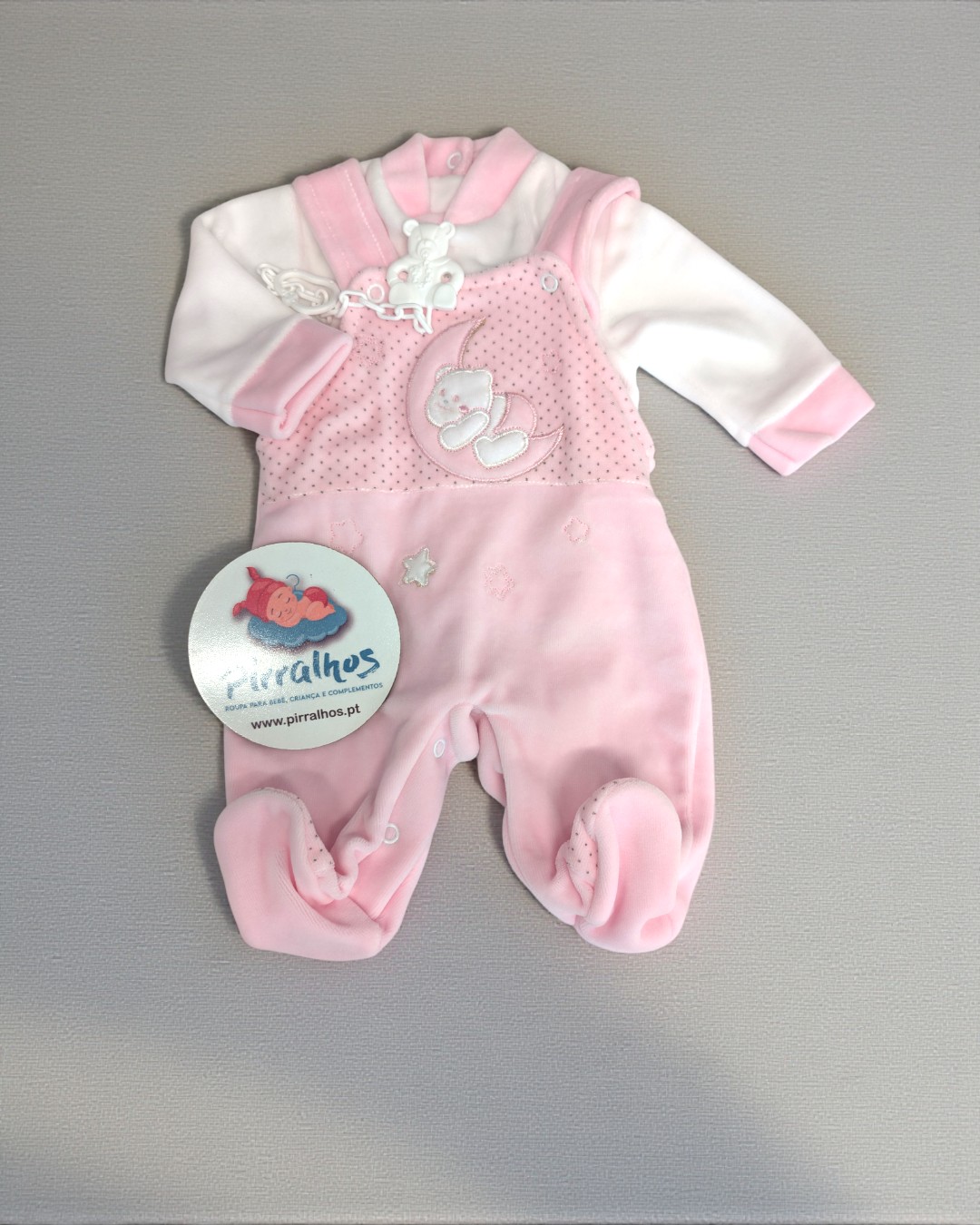 Jardineira de veludo Ursinho na lua