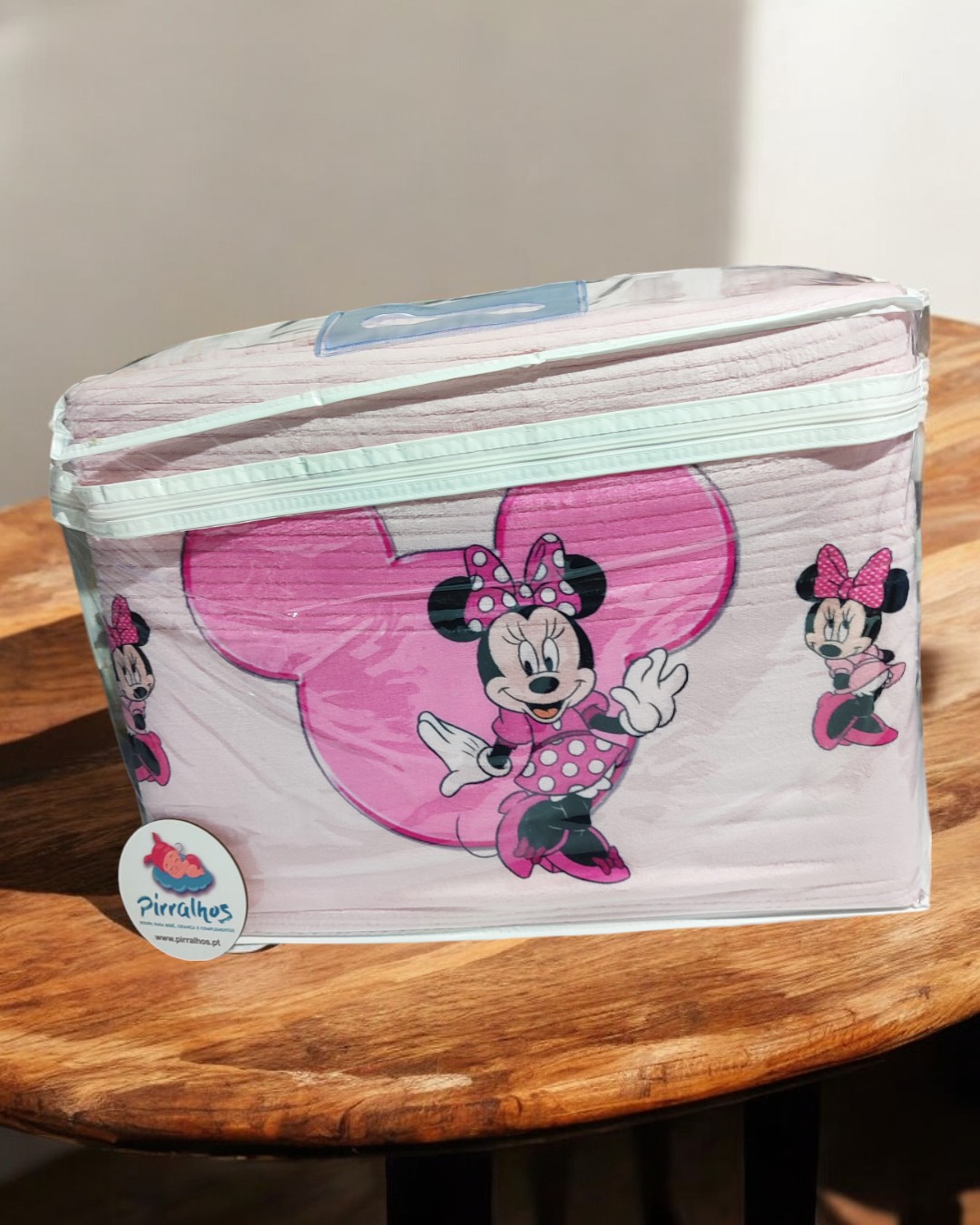 Lençóis de coralina Minnie Feliz   - cama até 105cm de largura