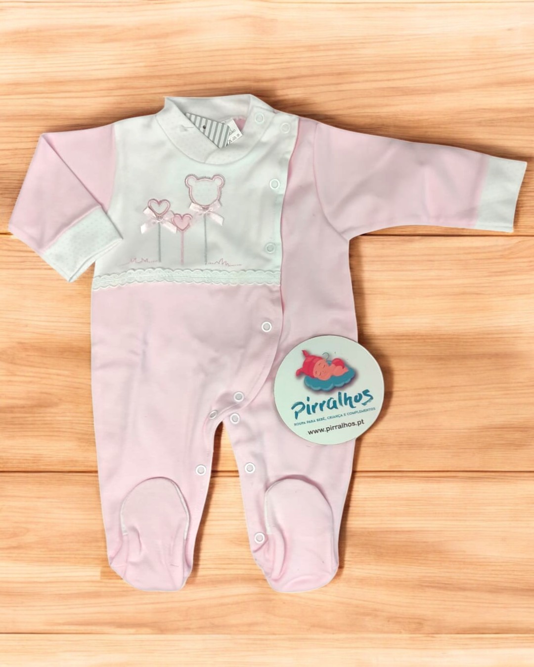 Babygrow de algodão Minnie e corações