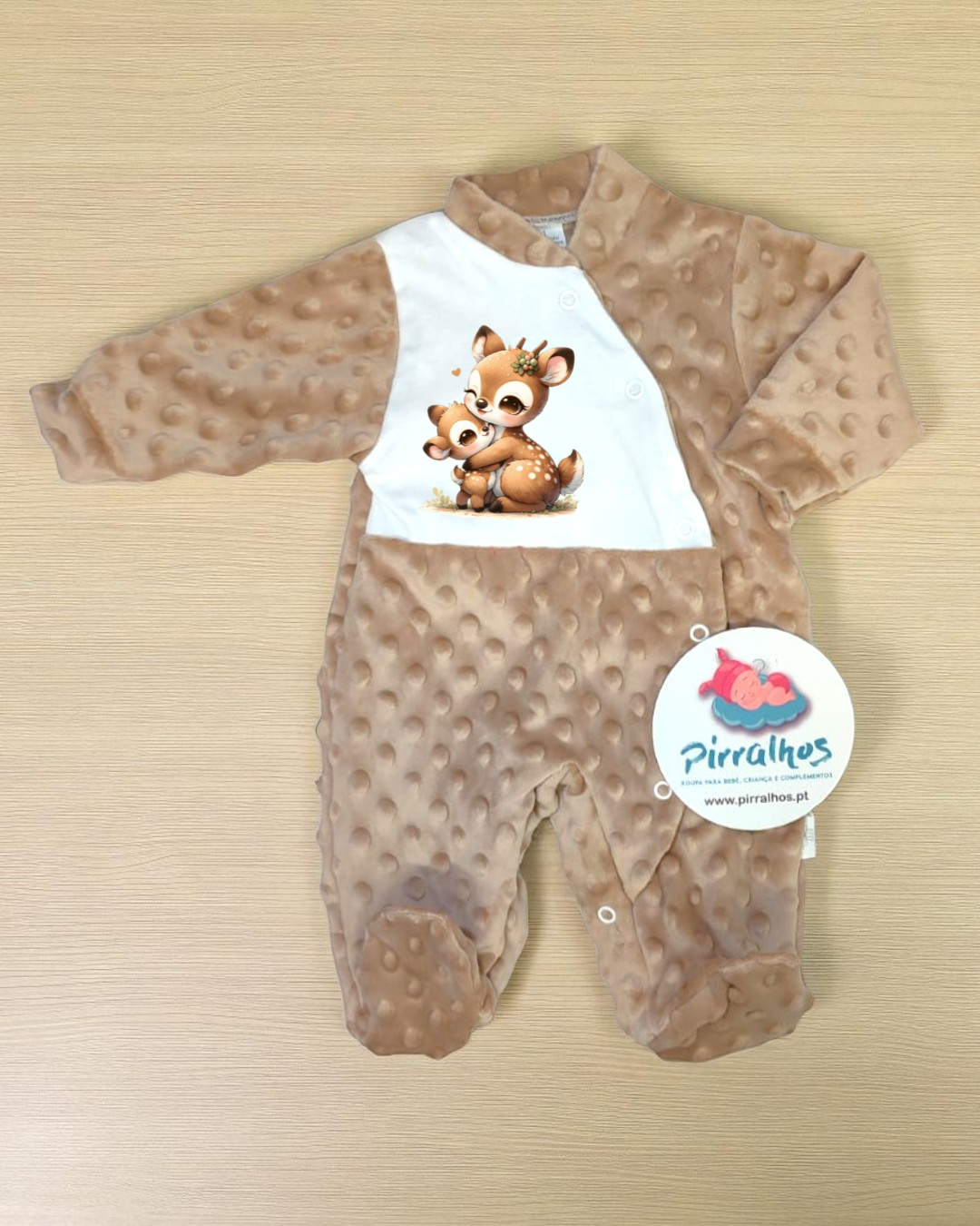 Babygrow de veludo Pipoca Bambi - EXCLUSIVO PIRRALHOS