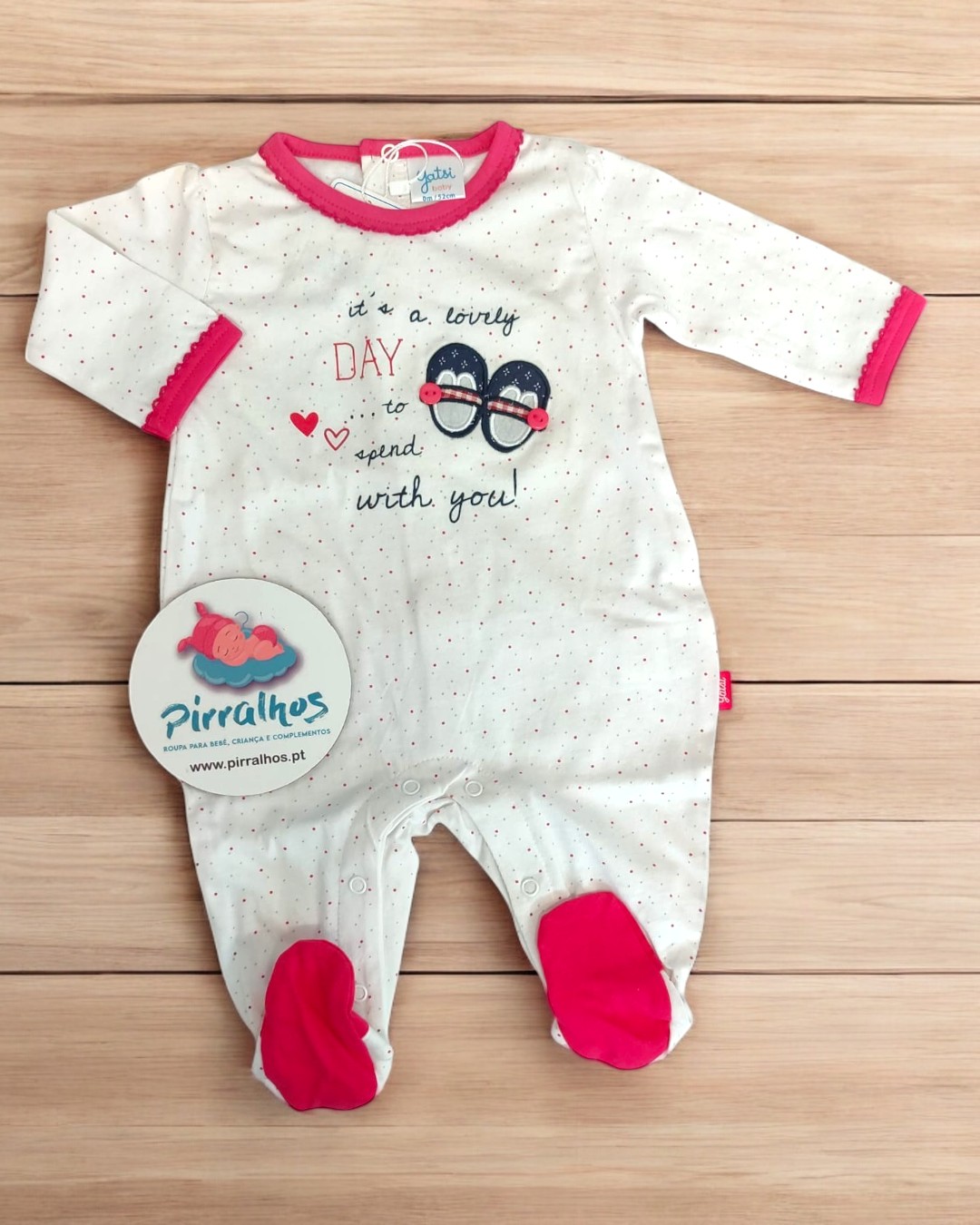 Babygrow de algodão sapatinhos