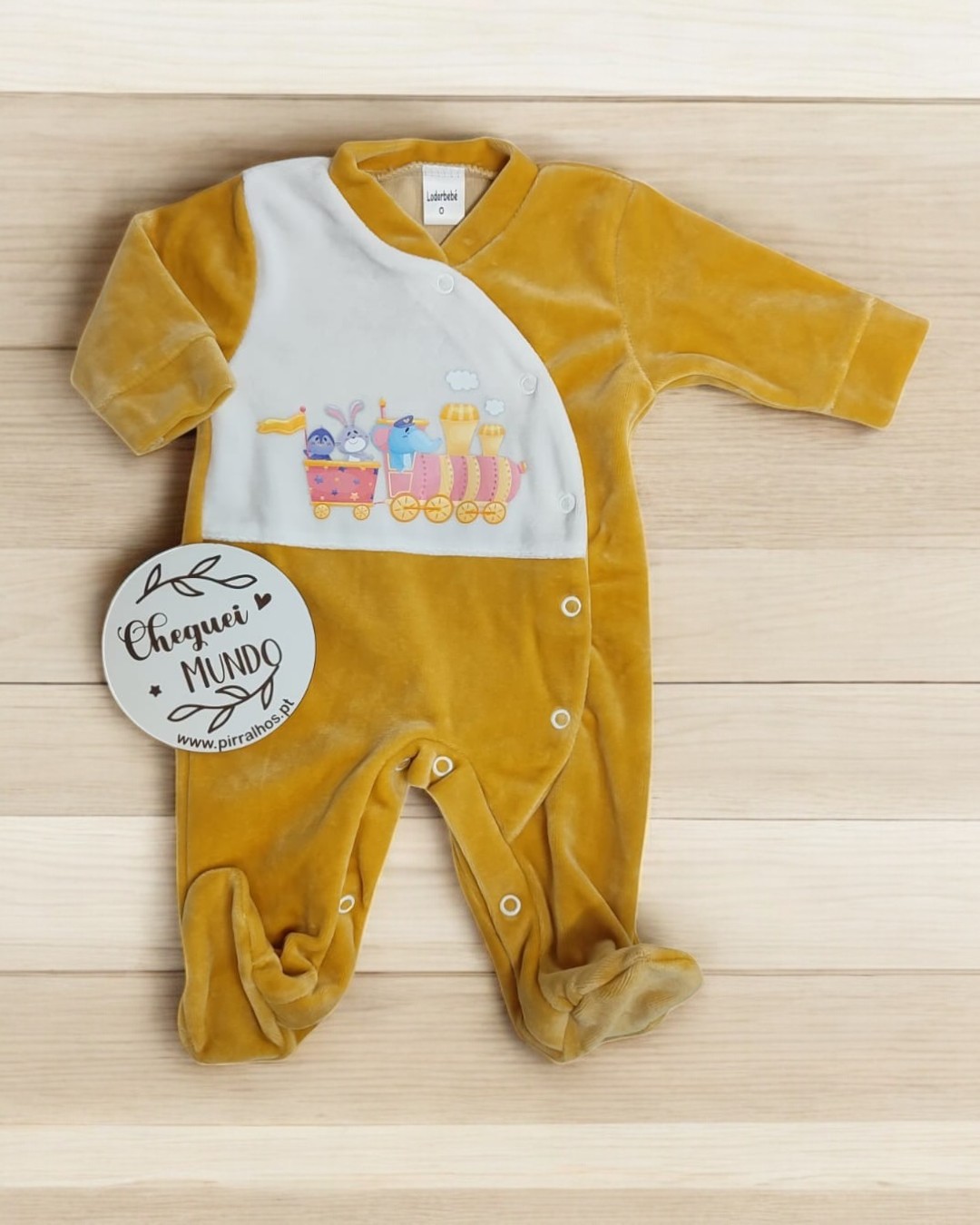 Babygrow de veludo Animais no comboio