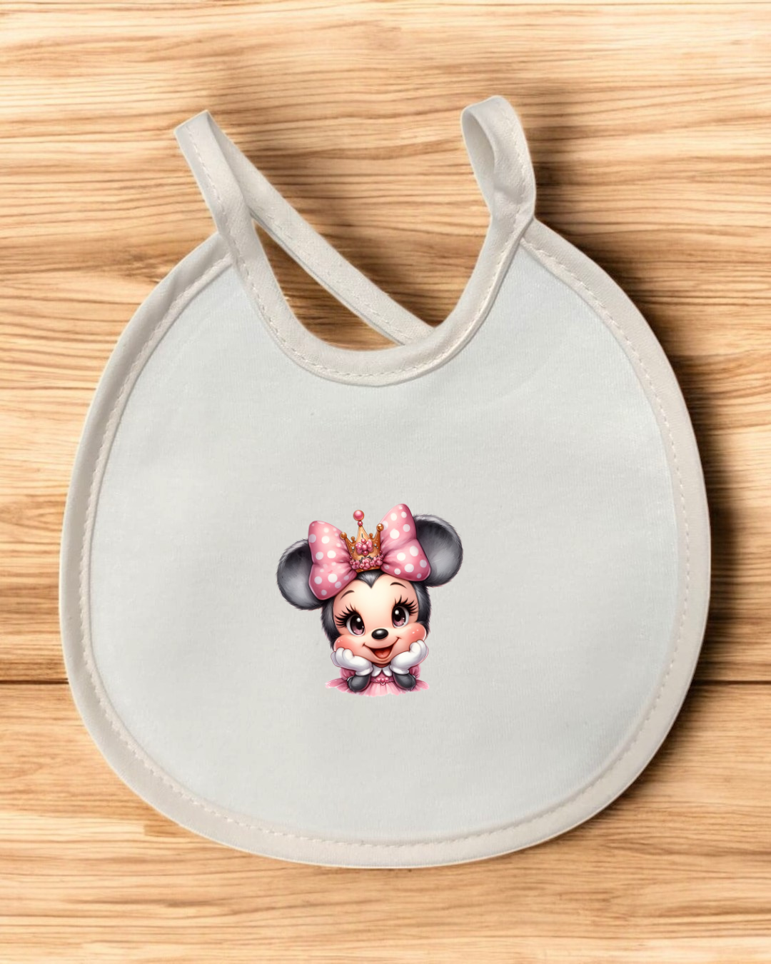 Babete impermeável redondo Minnie Coroa - 12 cores à escolha, Exclusivo Pirralhos