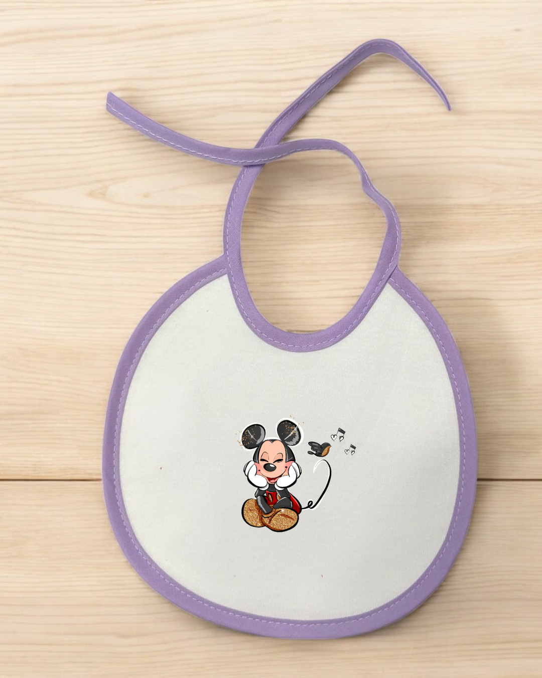 Babete impermeável redondo Mickey Música- 12 cores à escolha, Exclusivo Pirralhos