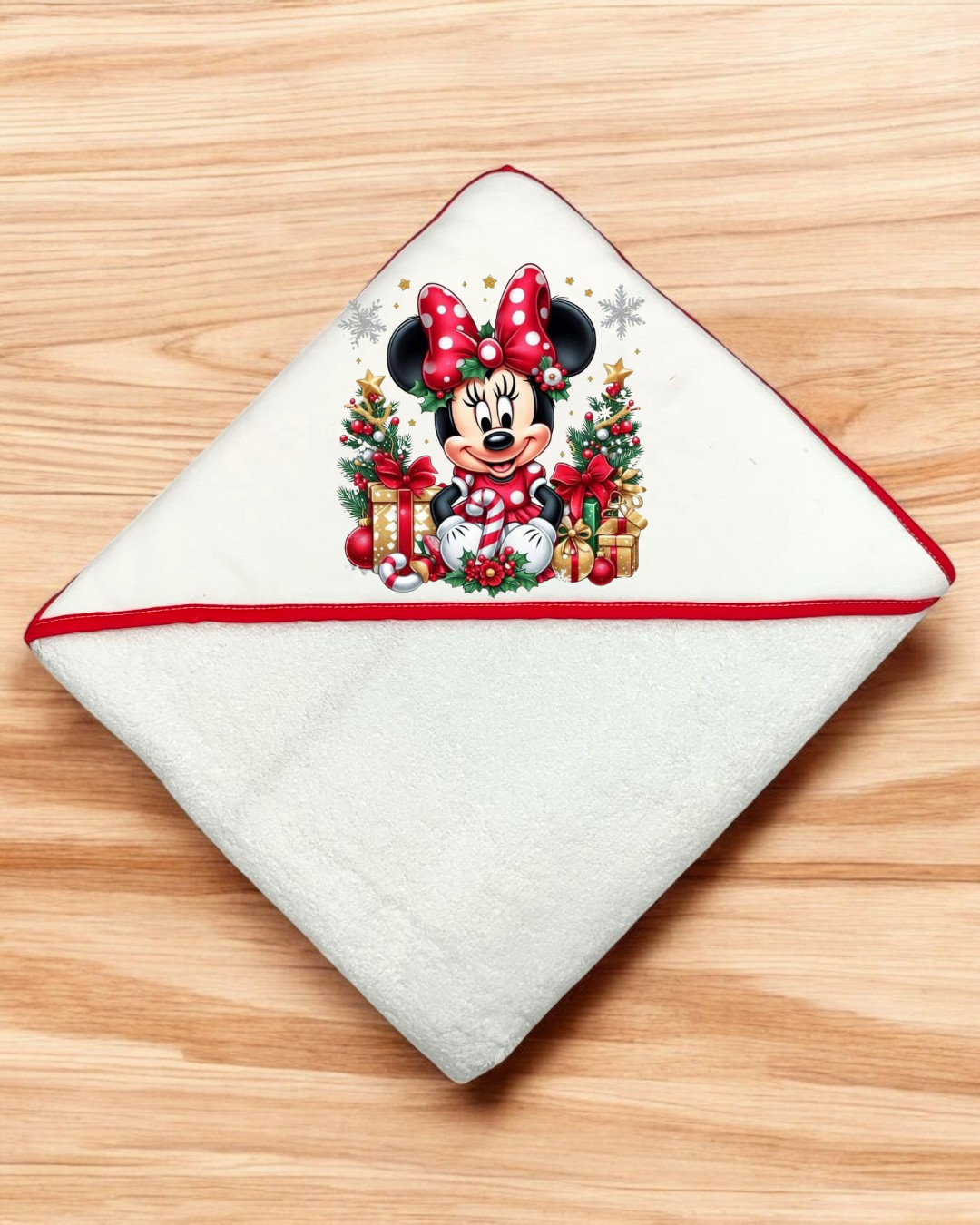 Toalha de banho Minnie Natal - EXCLUSIVO PIRRALHOS - 18 cores à escolha, 2 medidas à escolha