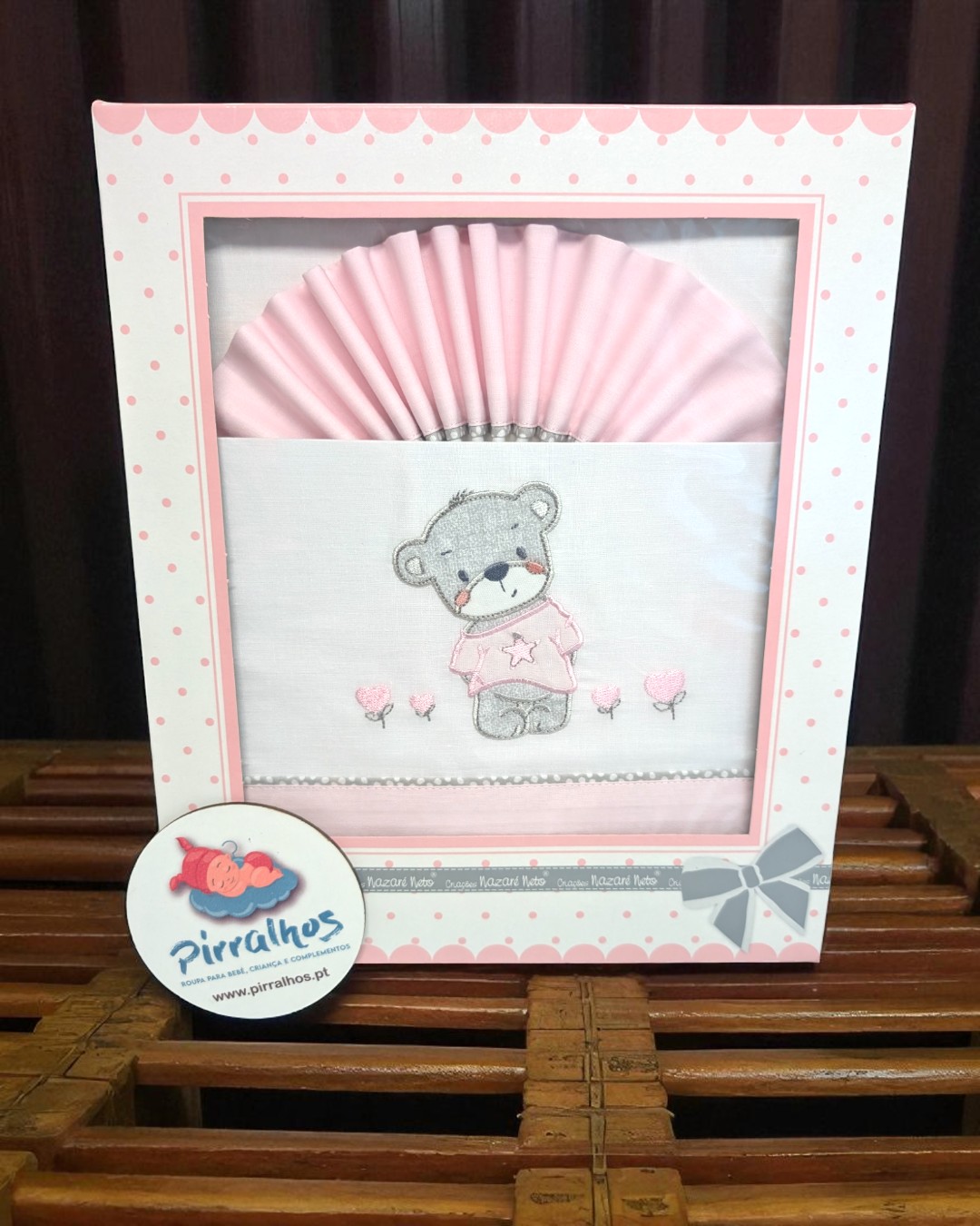 Lençóis de algodão p/ berço de grades Ursinho envergonhado