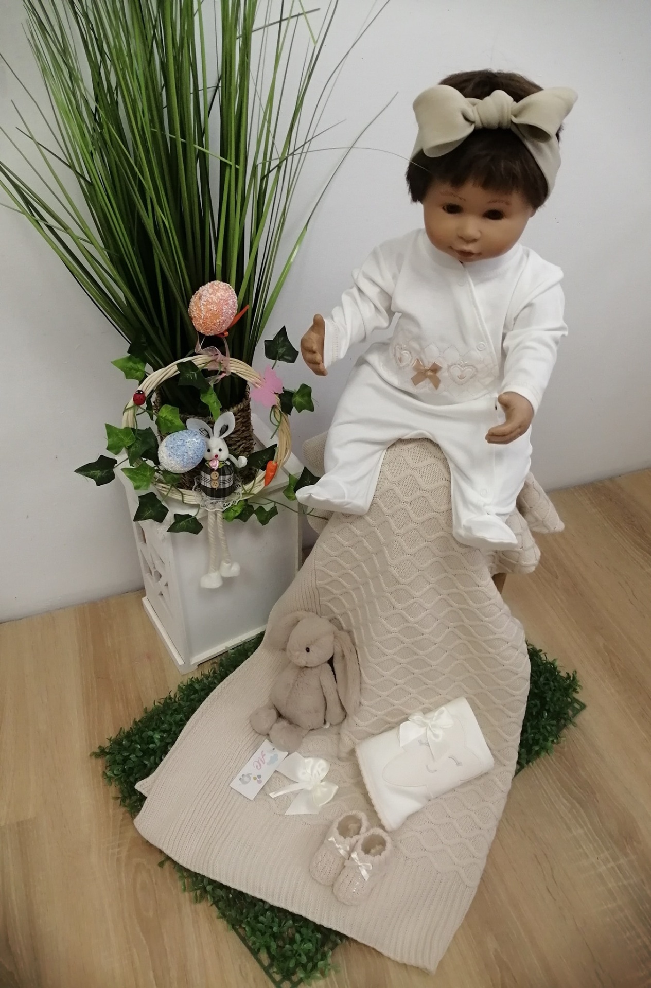 Babygrow de algodão Favos e corações