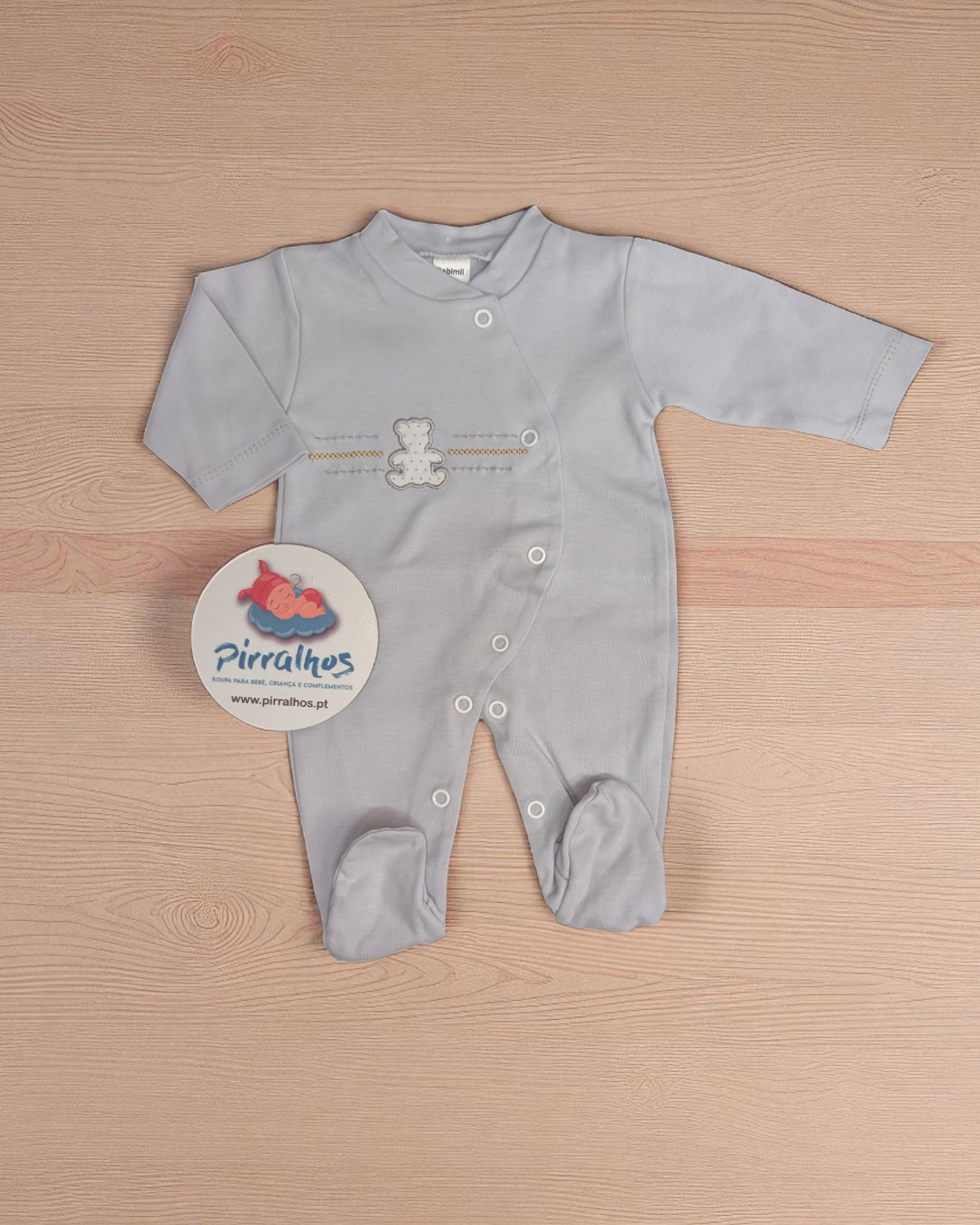 Babygrow de algodão  Ursinho bordado