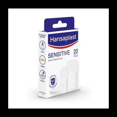 Embalagem de placas adesivas brancas Hansaplast Sensitive