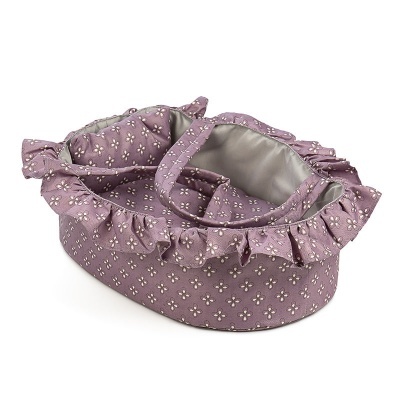 Cesto oval roxo com padrão floral e borda franzida