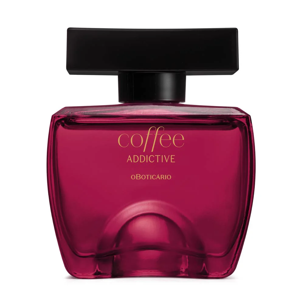 Coffee Woman Addictive Eau de Toilette 100ml Frasco de perfume rosa escuro com tampa preta e texto dourado
