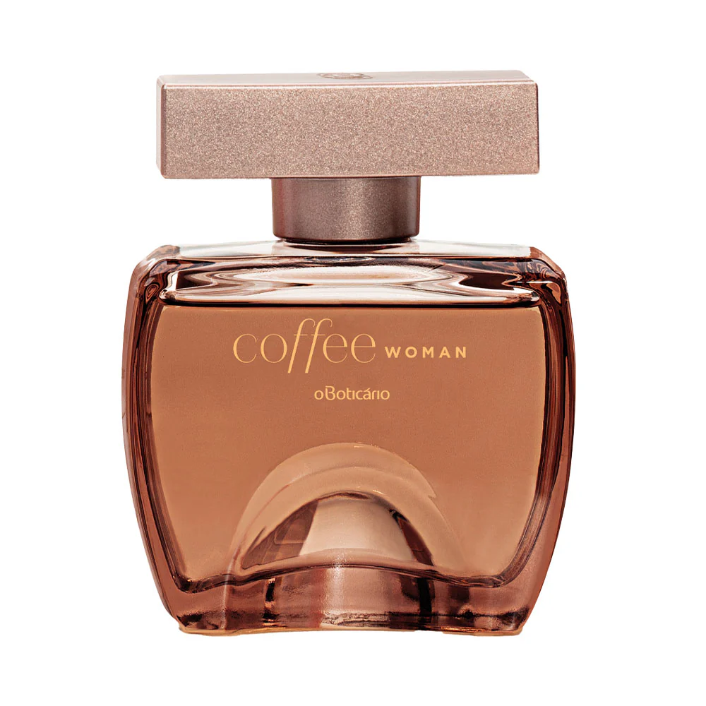 Coffee Woman Eau de Toilette, 100ml Frasco de perfume coffee WOMAN de vidro castanho com tampa rosa dourado